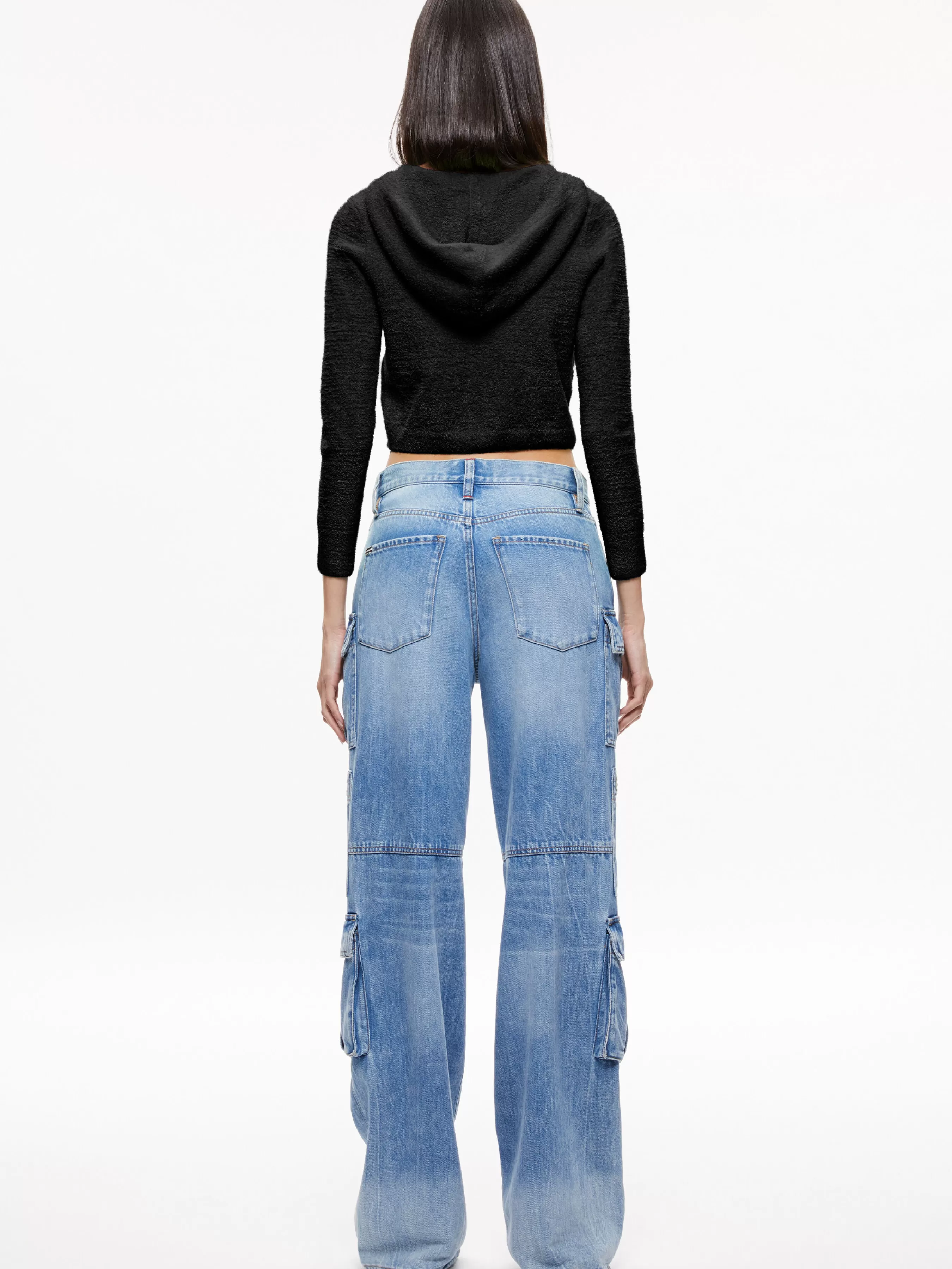 Alice and Olivia LIDELL CROPPED ZIP UP HOODIE