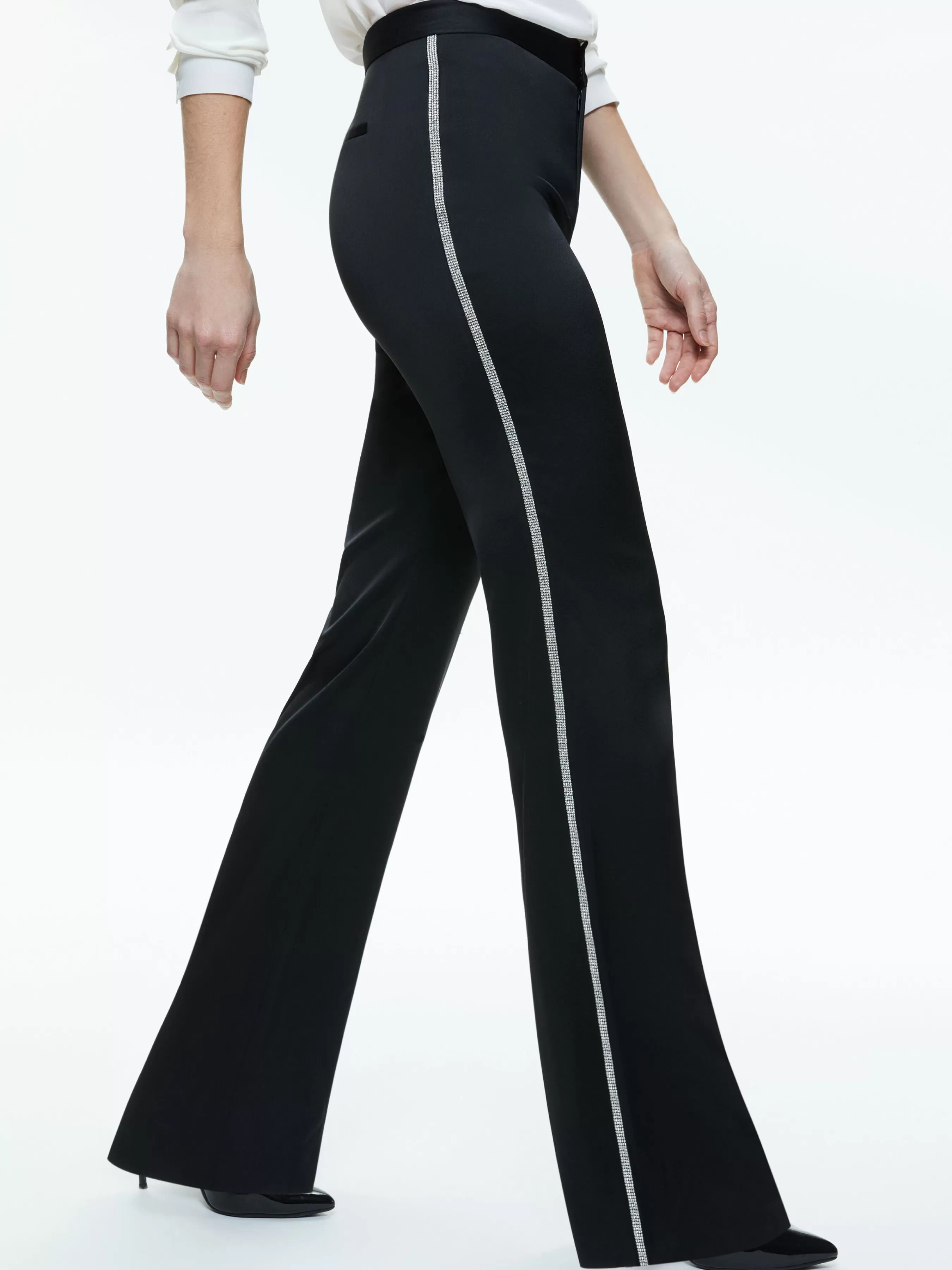 Alice and Olivia LIVI EMBELLISHED SIDE STRIPE PANT