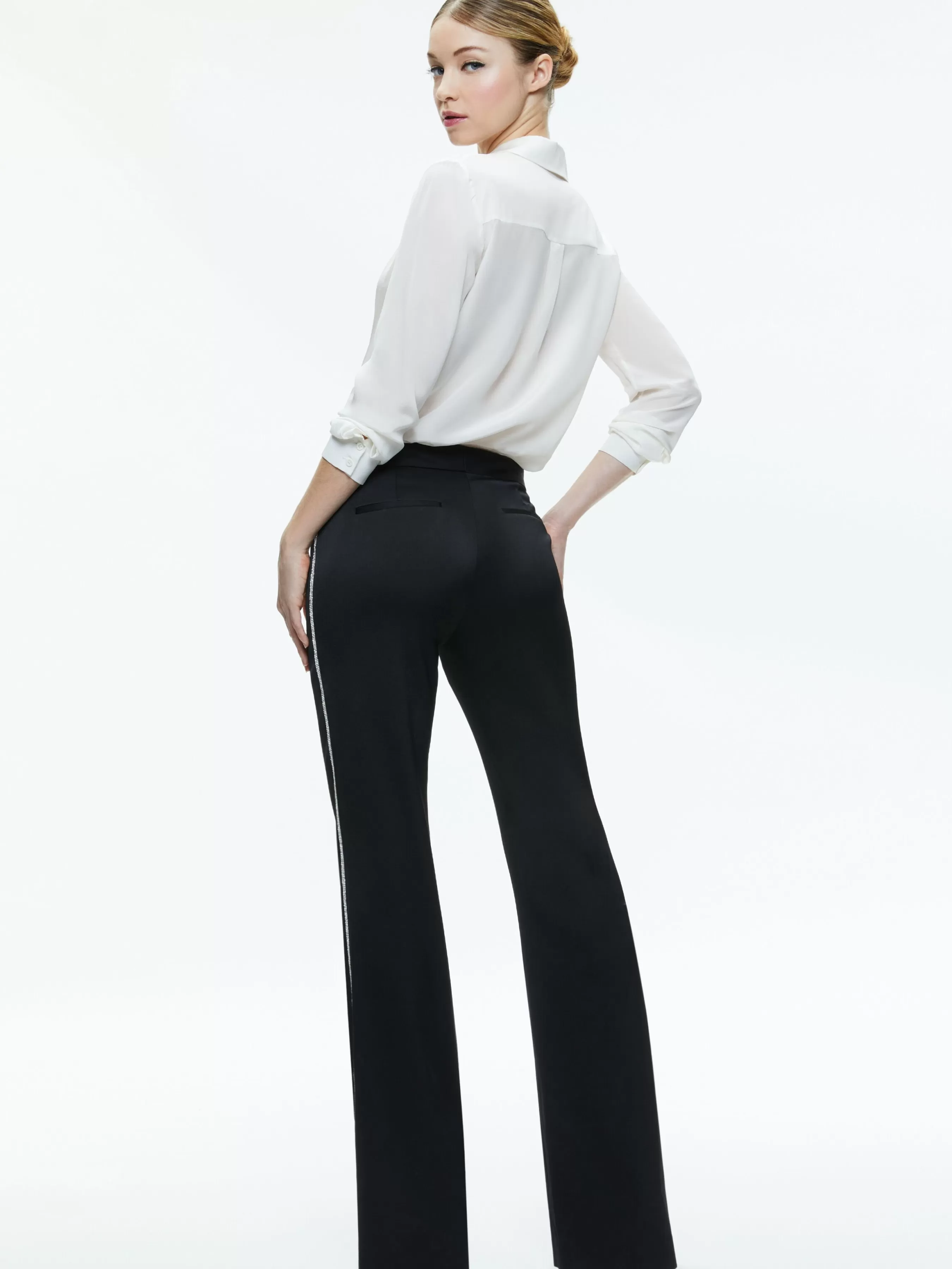 Alice and Olivia LIVI EMBELLISHED SIDE STRIPE PANT