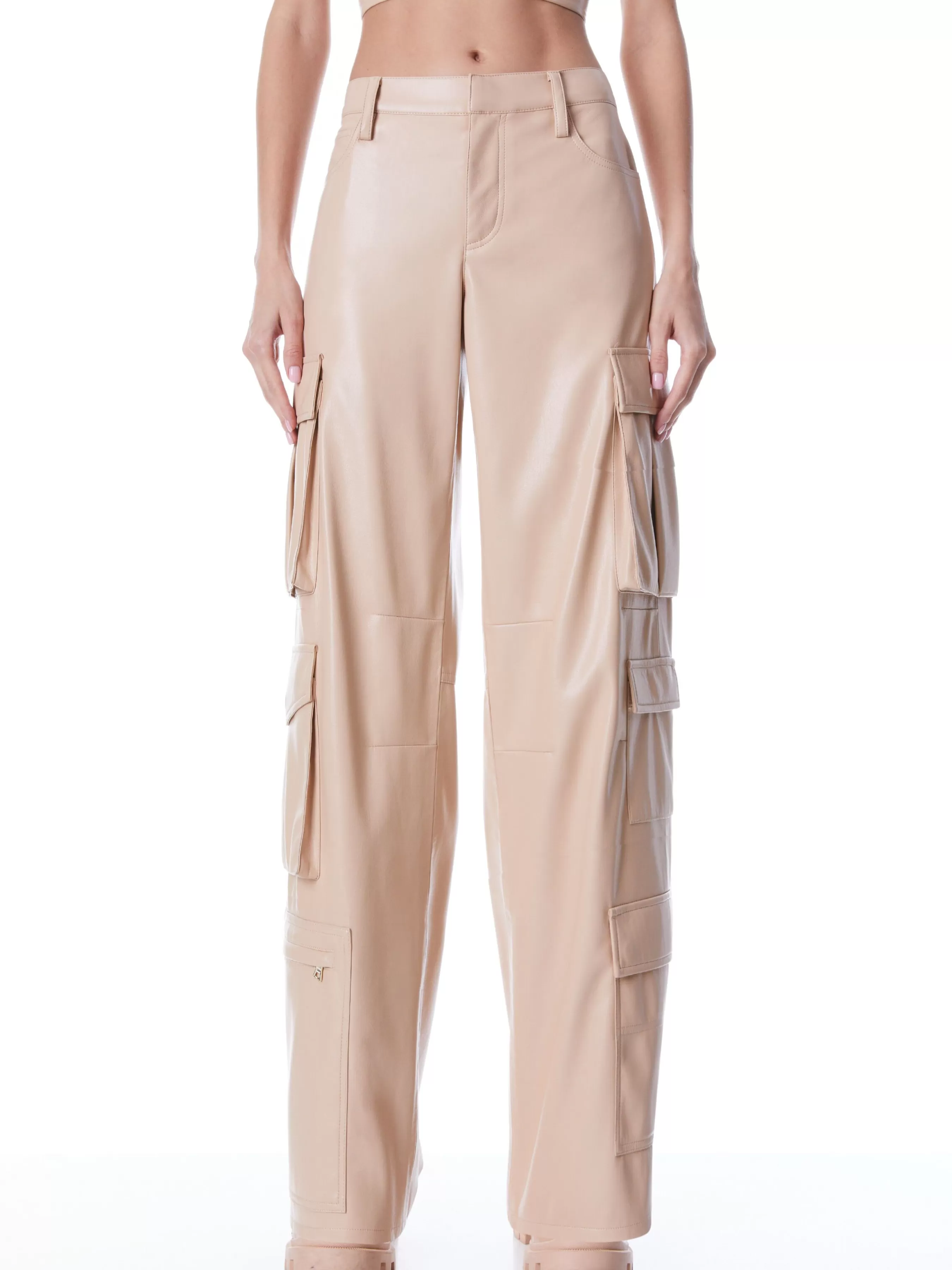 Alice and Olivia LUIS VEGAN LEATHER CARGO PANT