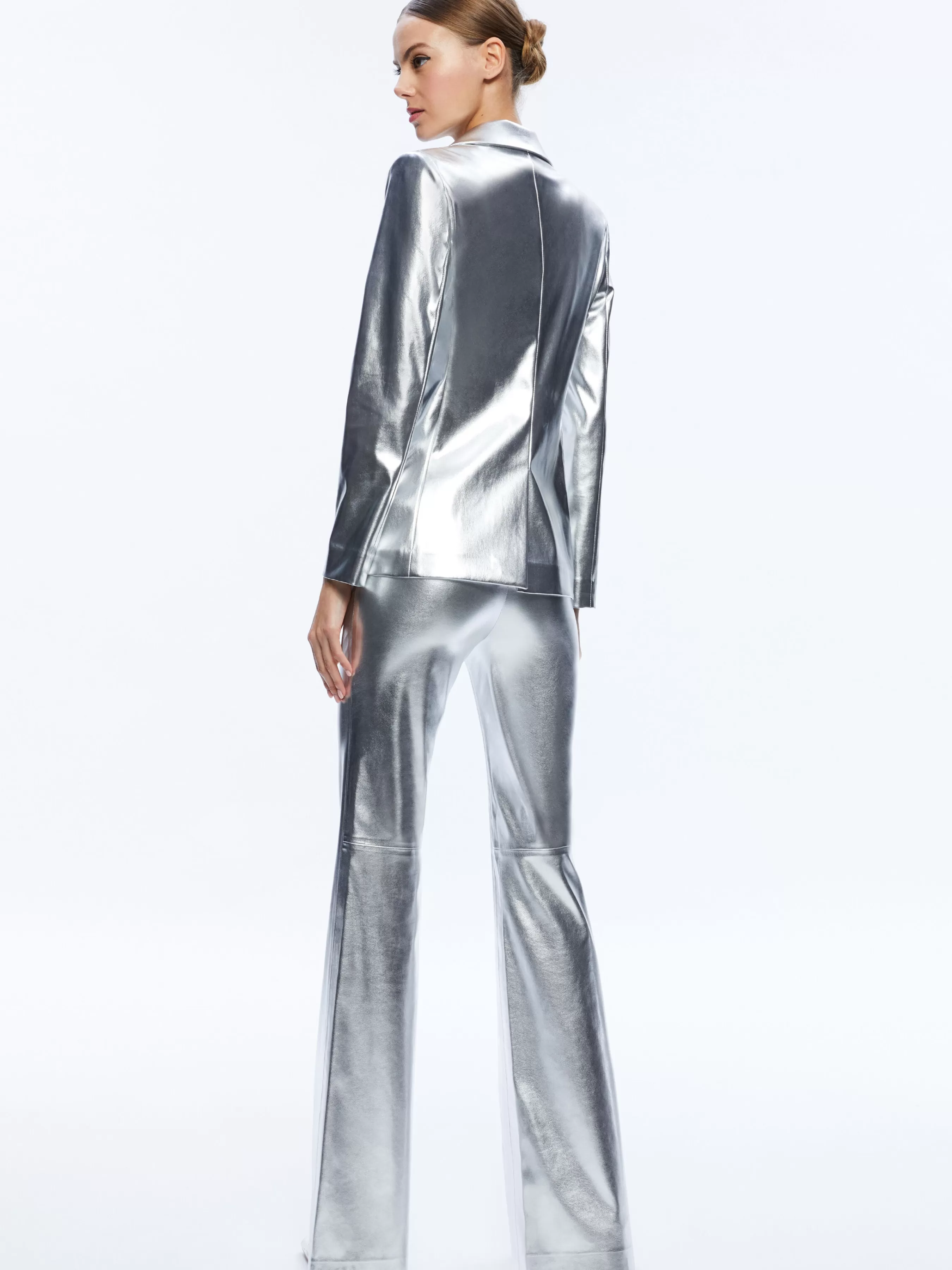 Alice and Olivia MACEY METALLIC VEGAN LEATHER BLAZER + LIVI METALLIC VEGAN LEATHER PANT