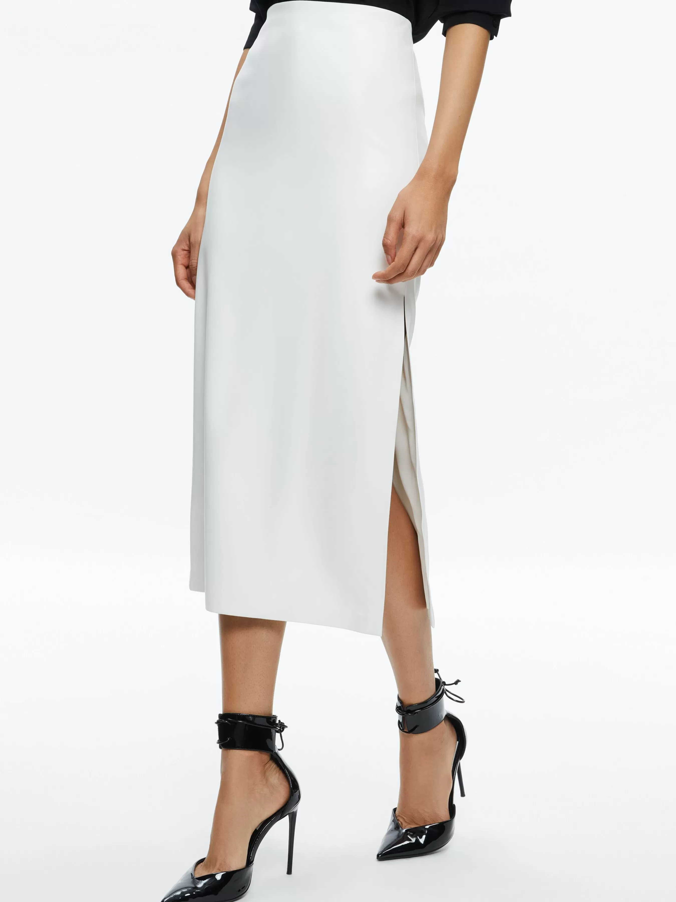 Alice and Olivia MAEVE VEGAN LEATHER MIDI SKIRT