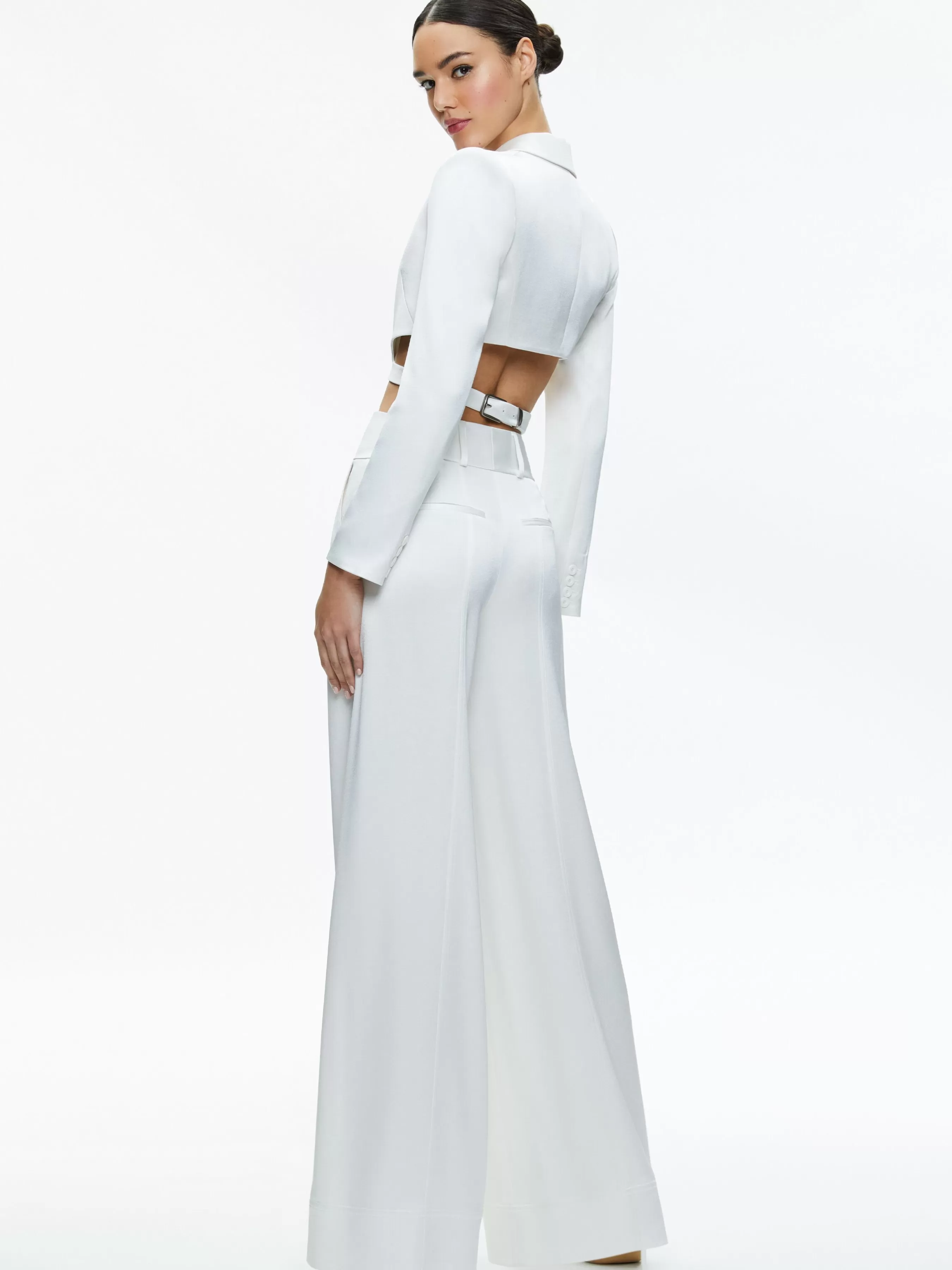 Alice and Olivia MAME HIGH RISE WIDE LEG CUFFED PANT