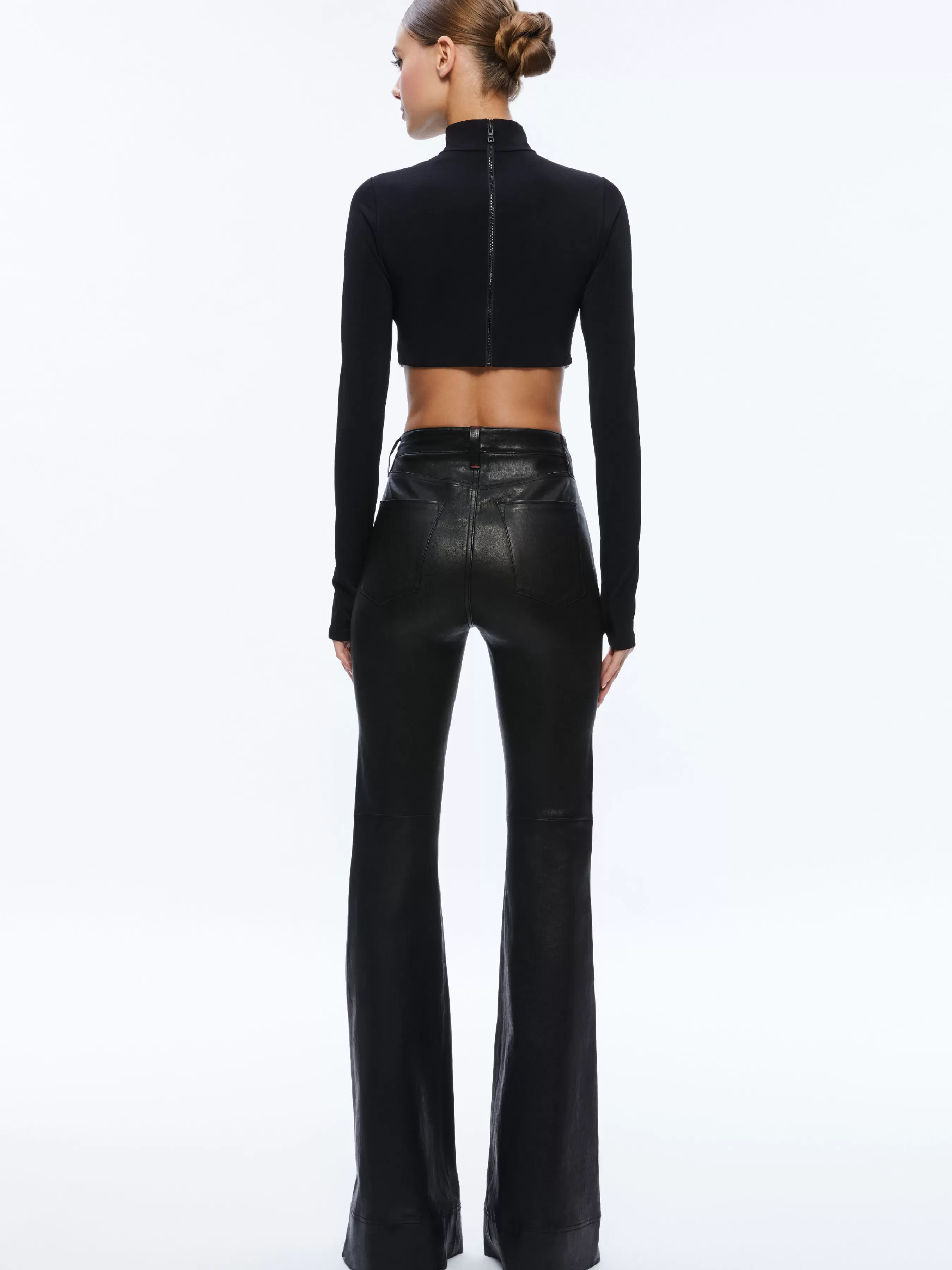 Alice and Olivia MELANGE RHINESTONE CROPPED TURTLENECK