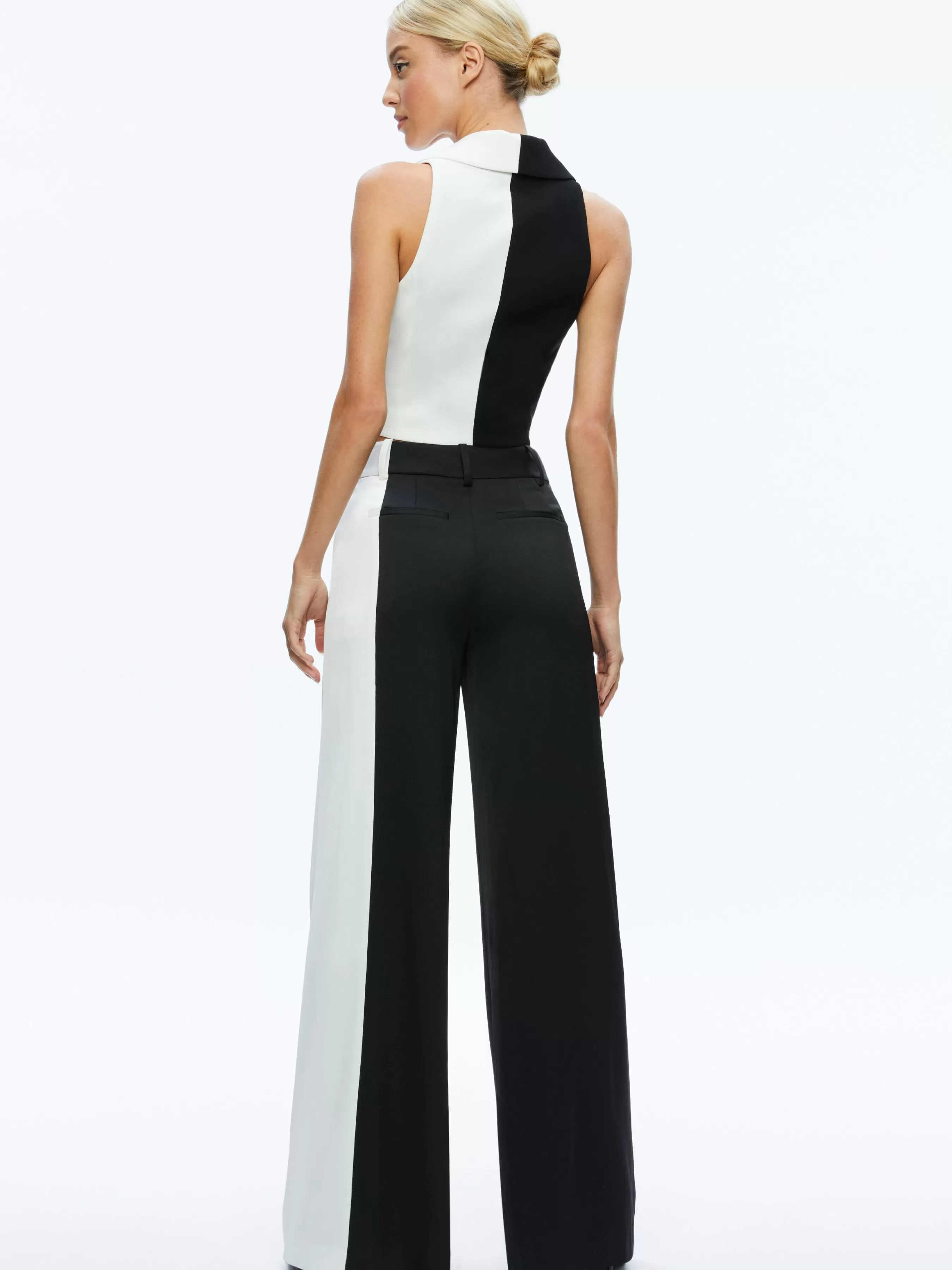 Alice and Olivia MERI COLOR BLOCK BLAZER TOP + POMPEY COLOR BLOCK PANT