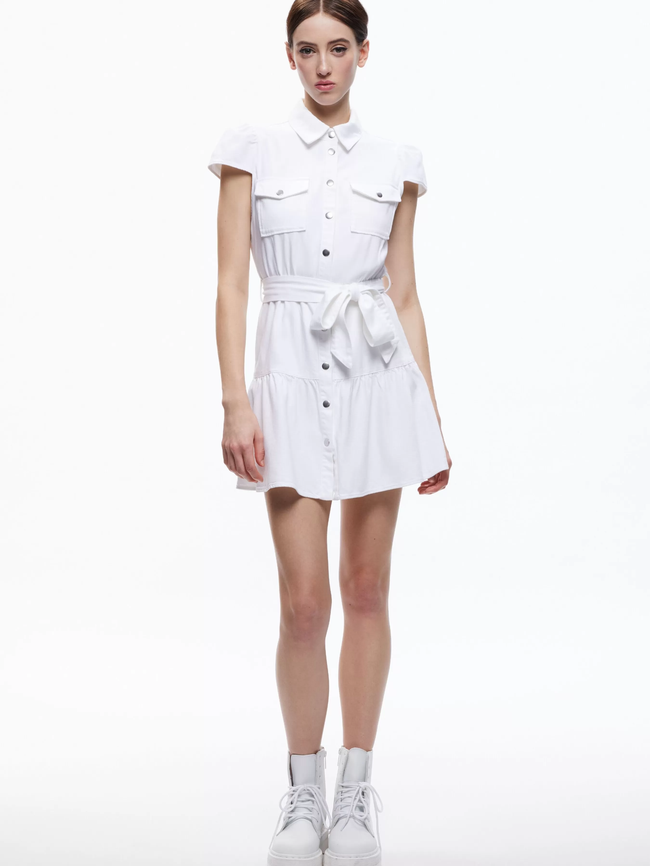 Alice and Olivia MIRANDA MINI DENIM DRESS