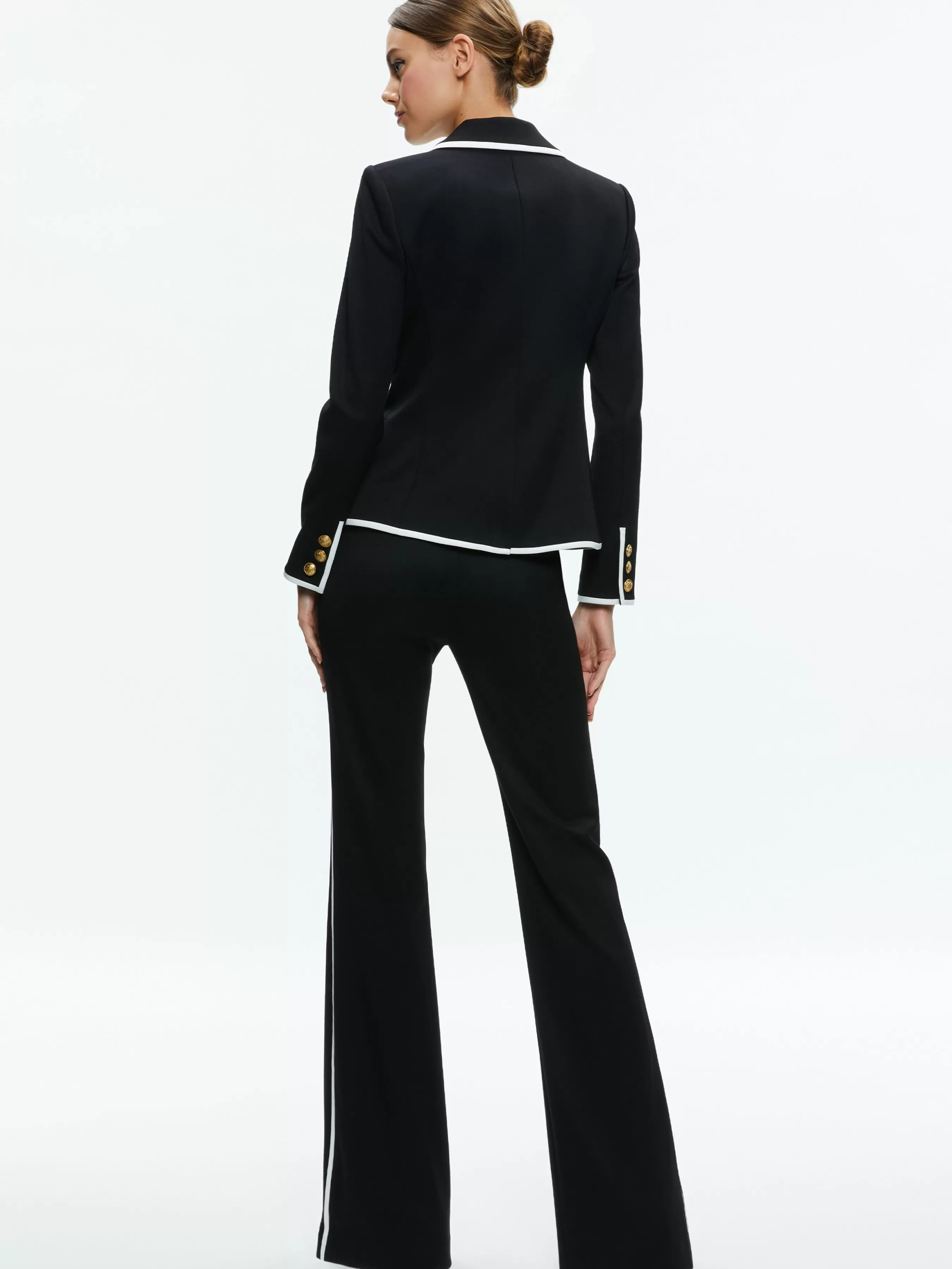 Alice and Olivia MYA CONTRAST PIPING FITTED BLAZER + PRINCESS CONTRAST PIPING PANT