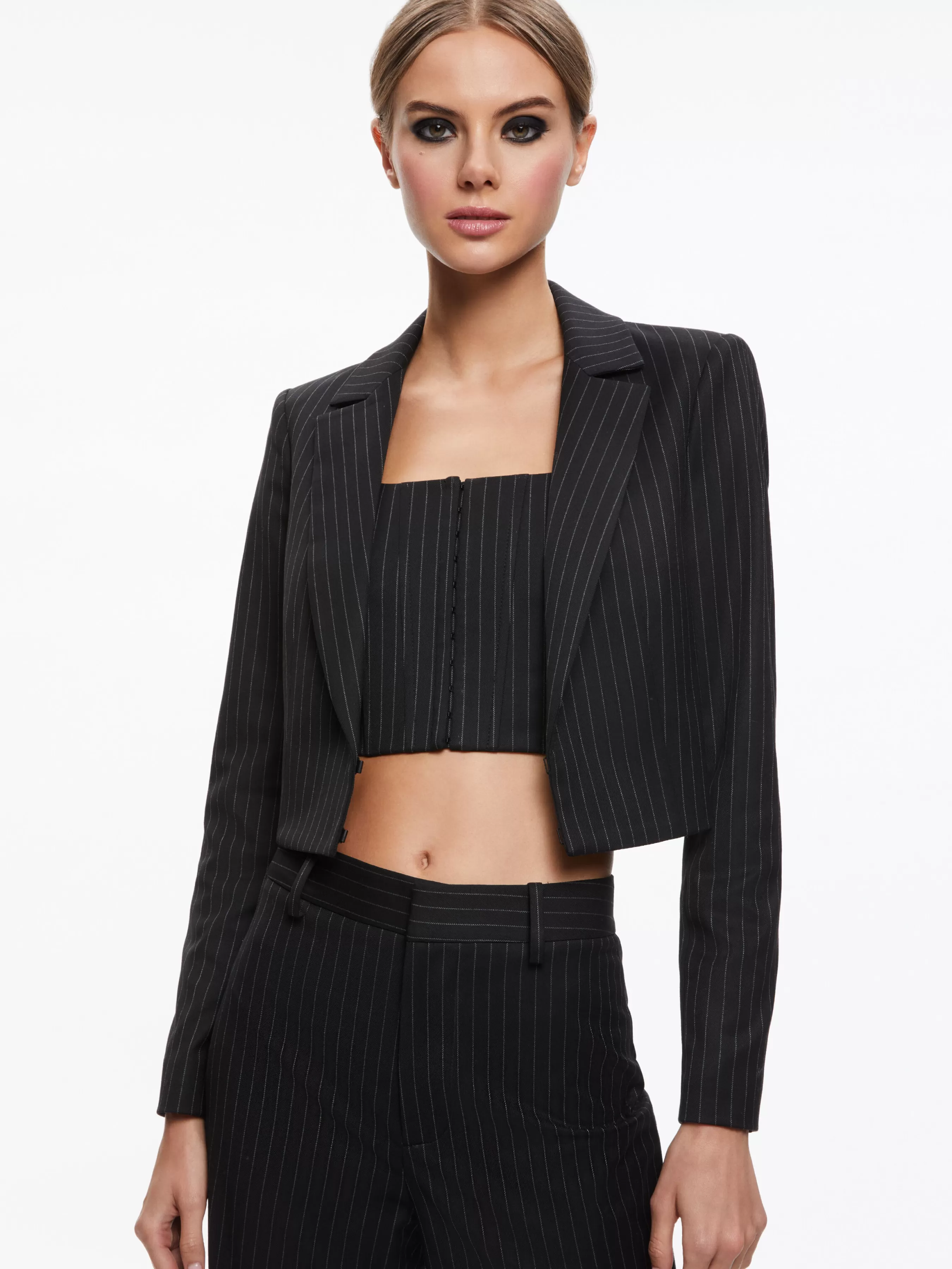 Alice and Olivia MYA CROPPED NOTCH COLLAR BLAZER