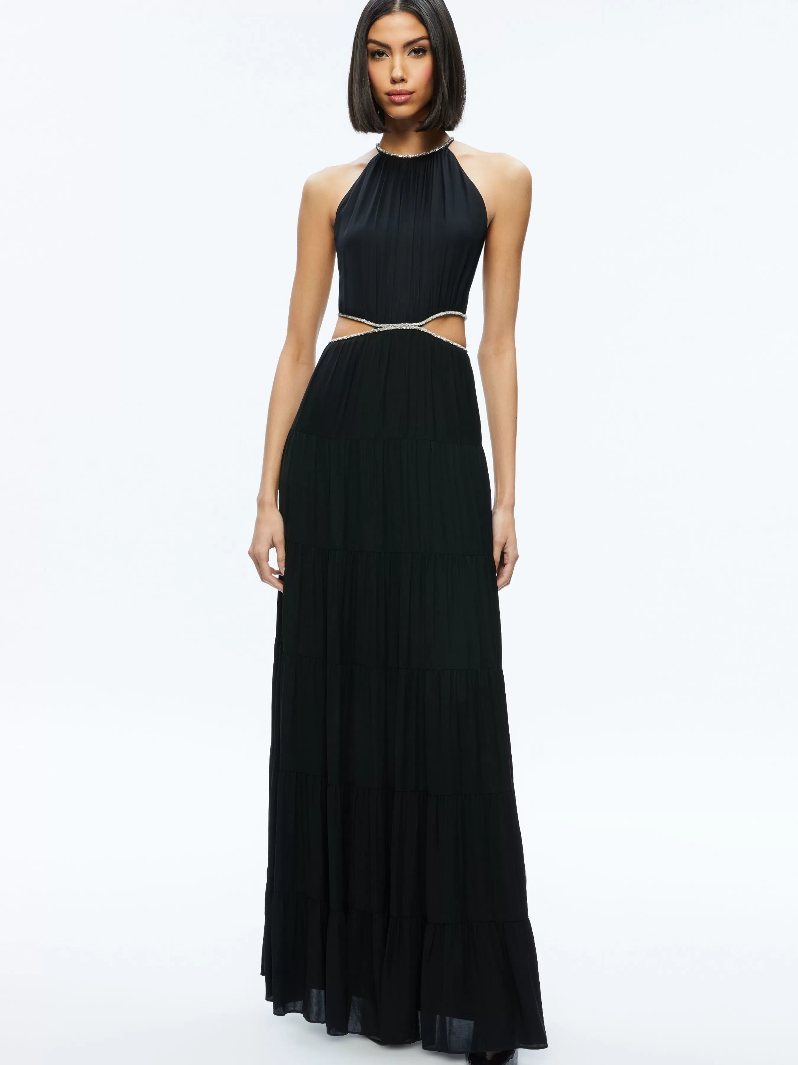 Alice and Olivia MYRTICE EMBELLISHED CUT OUT MAXI DRESS