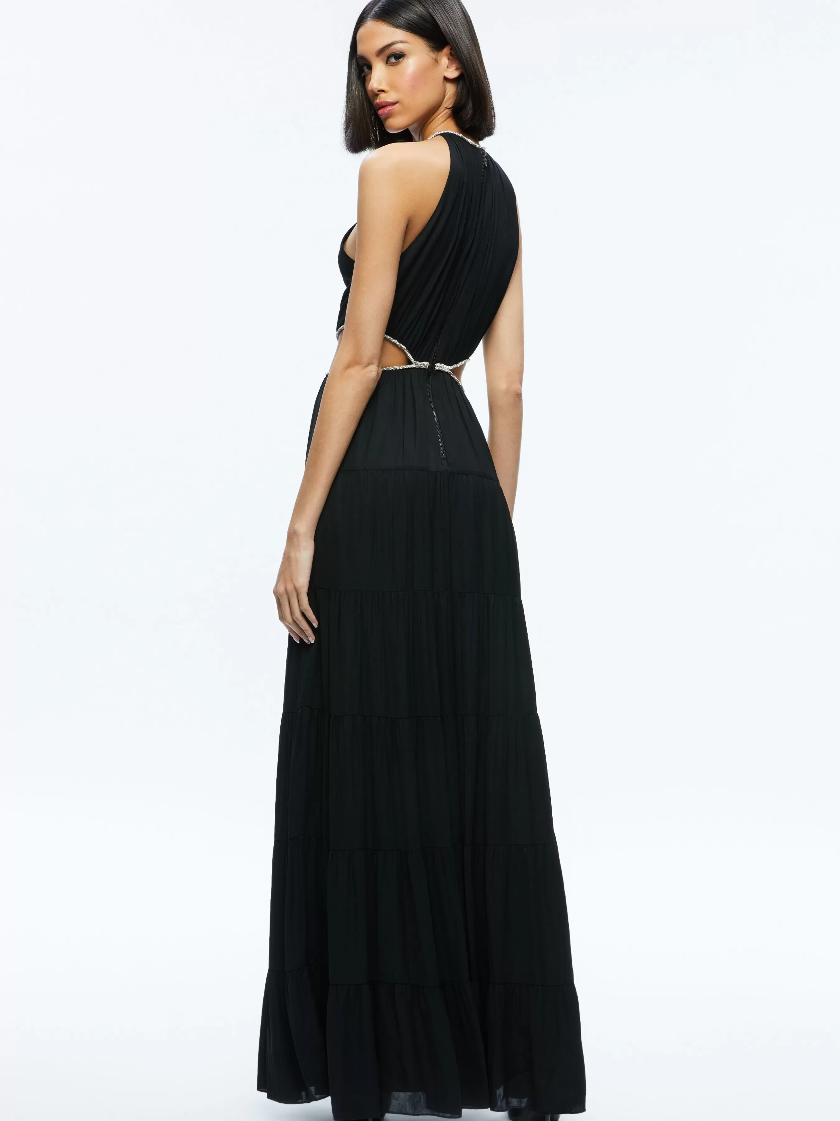 Alice and Olivia MYRTICE EMBELLISHED CUT OUT MAXI DRESS