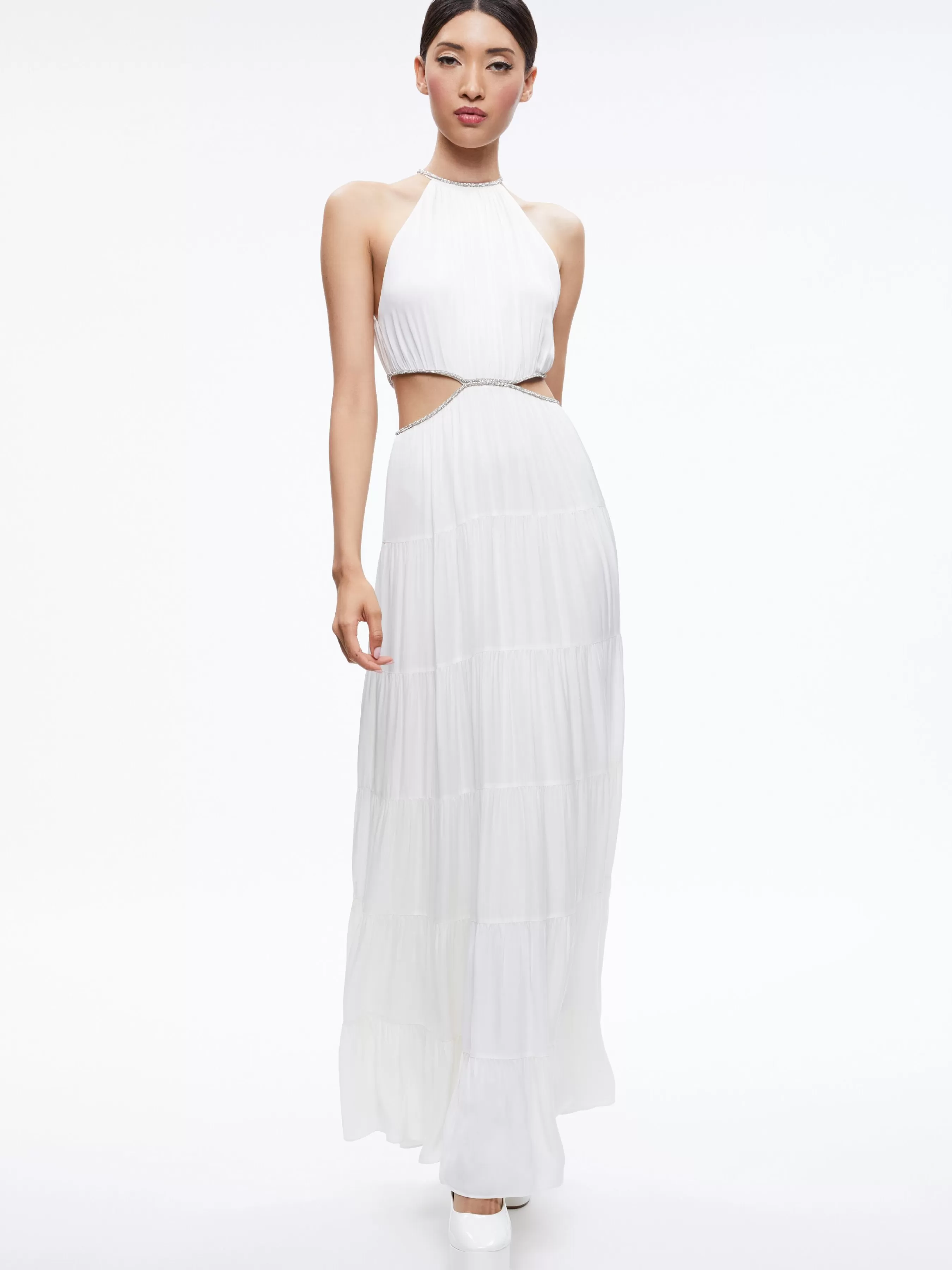 Alice and Olivia MYRTICE EMBELLISHED CUT OUT MAXI DRESS