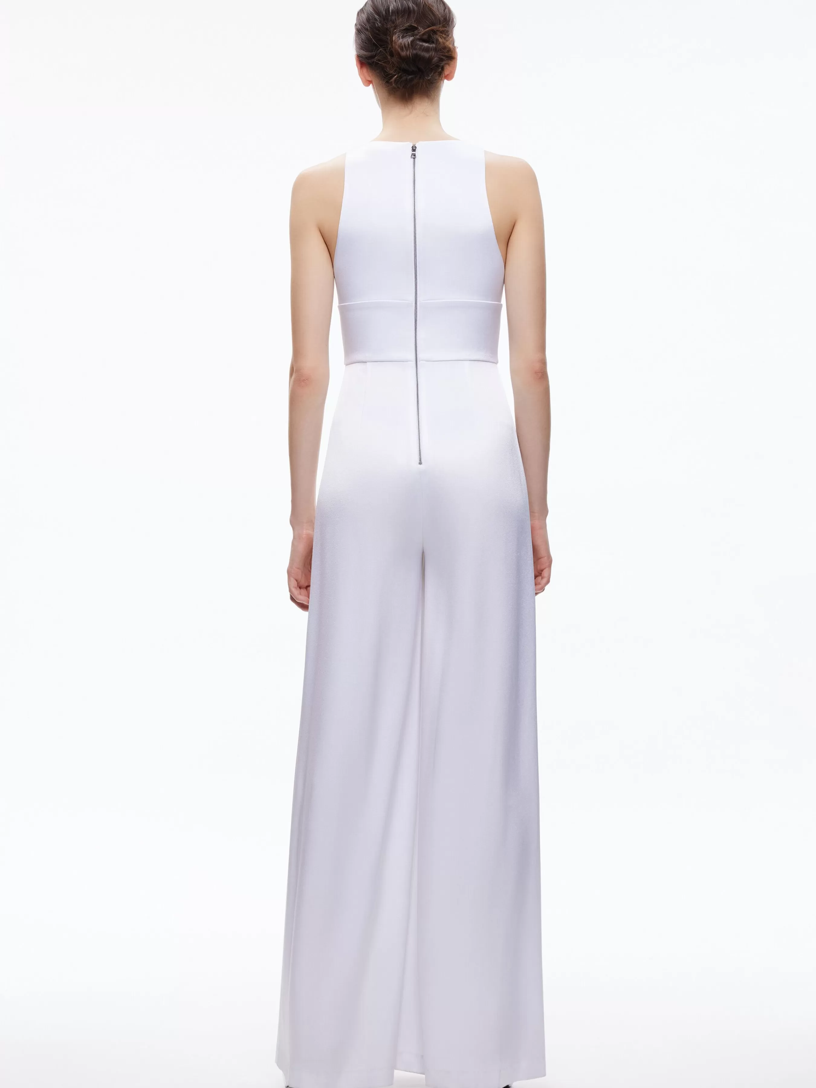 Alice and Olivia MYRTLE DEEP V-NECK WIDE LEG JUMPSUIT