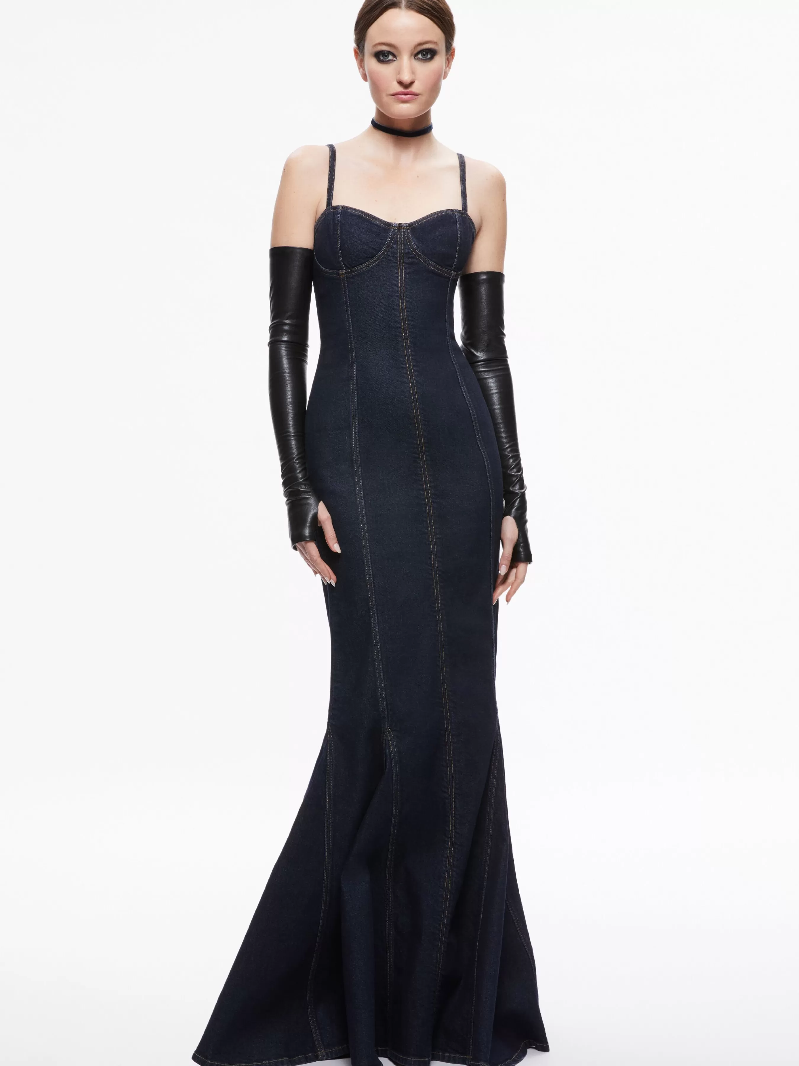 Alice and Olivia NATACHA GODET MAXI DENIM DRESS