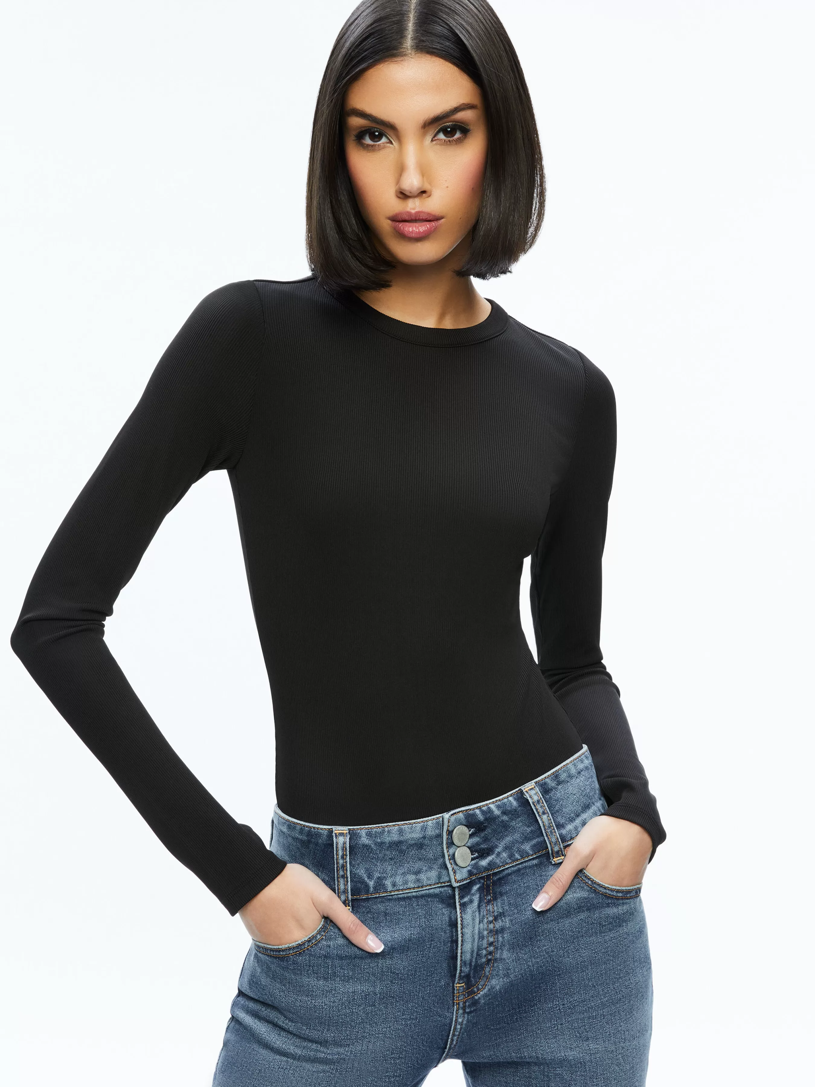 Alice and Olivia OLEA ROUND NECK BODYSUIT