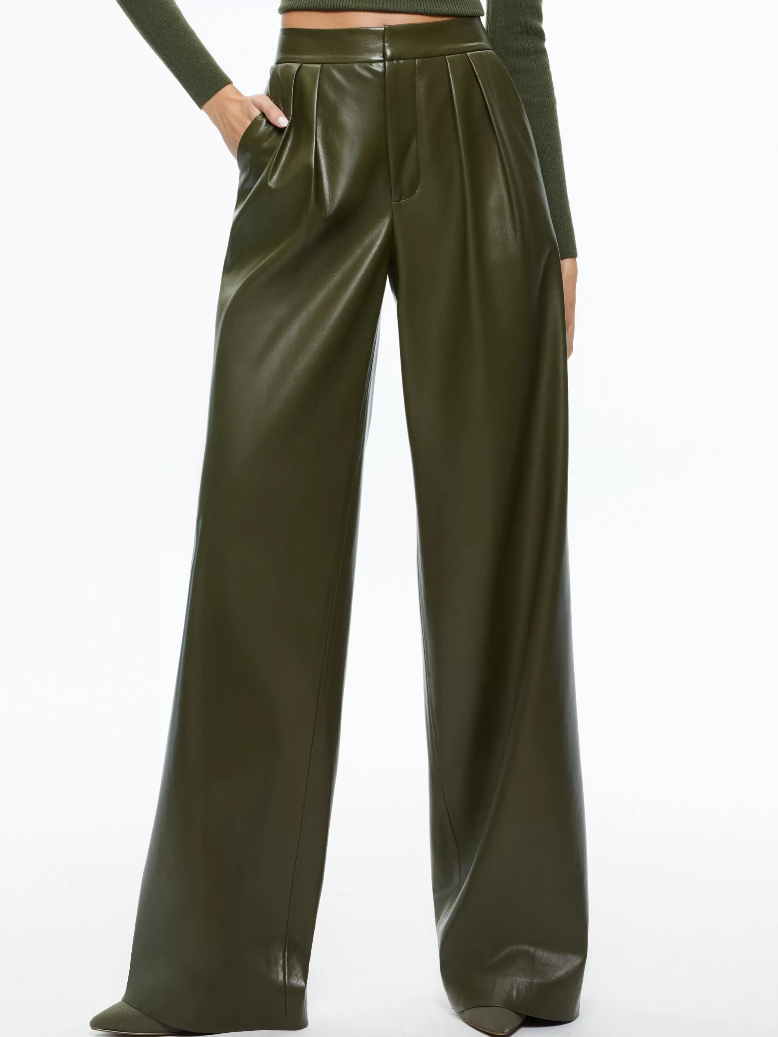 Alice and Olivia POMPEY VEGAN LEATHER PANT