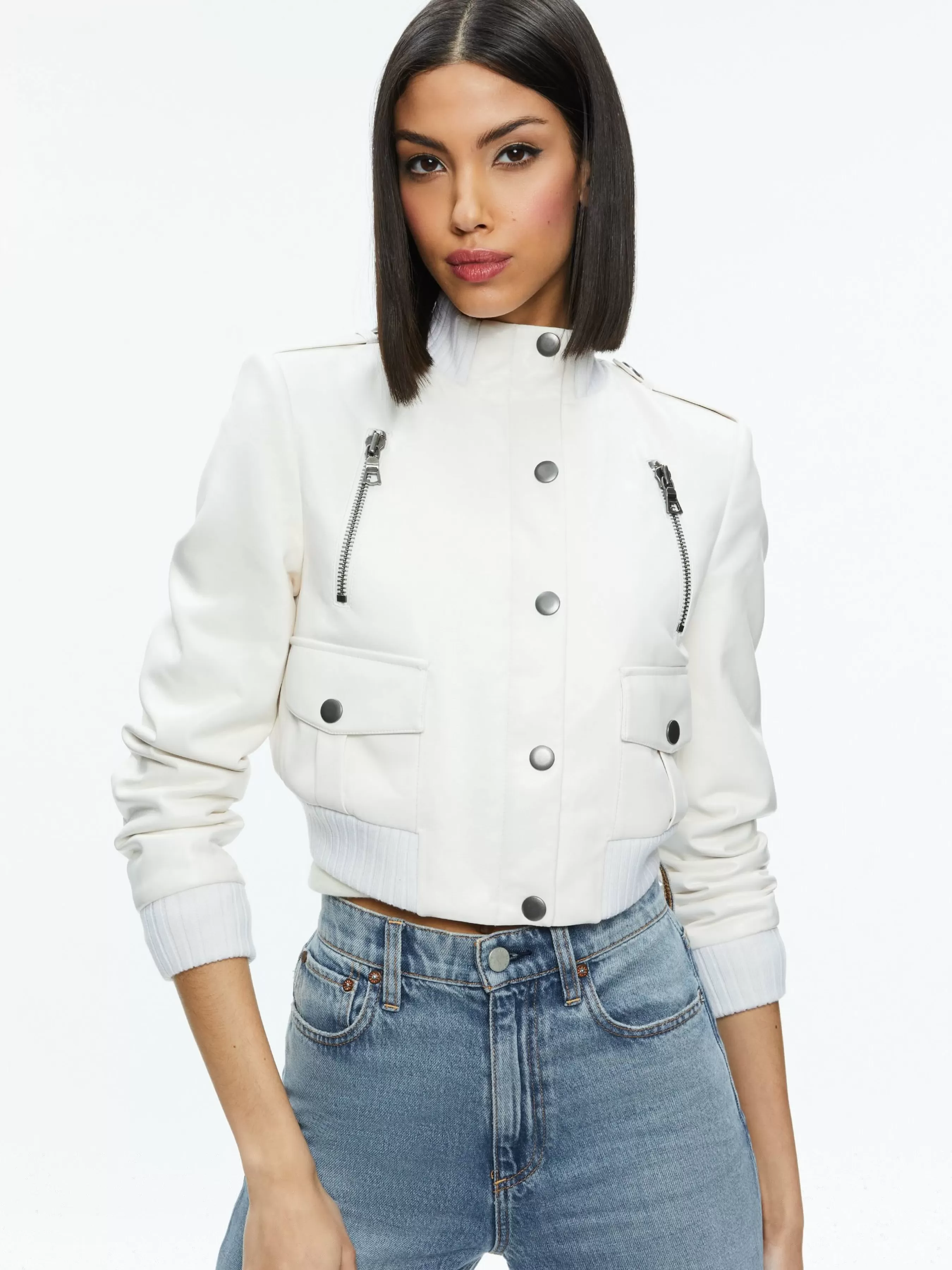 Alice and Olivia RIA VEGAN LEATHER MOTO JACKET