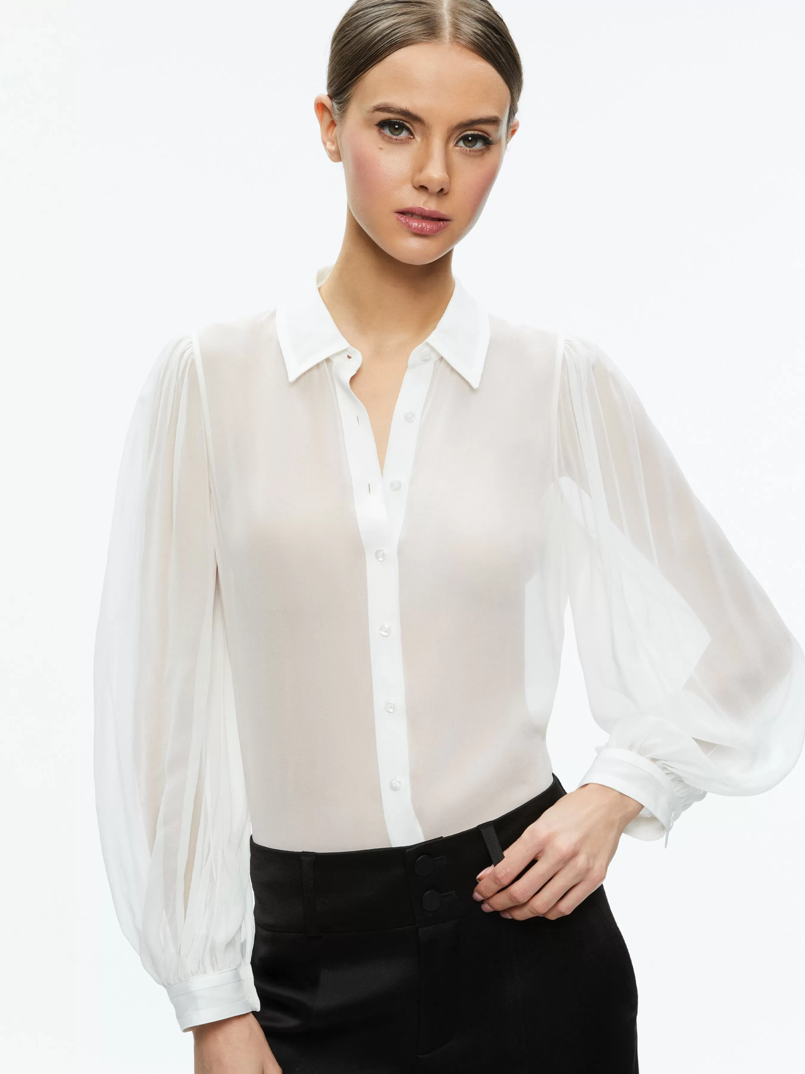 Alice and Olivia ROANNE SHEER BLOUSE