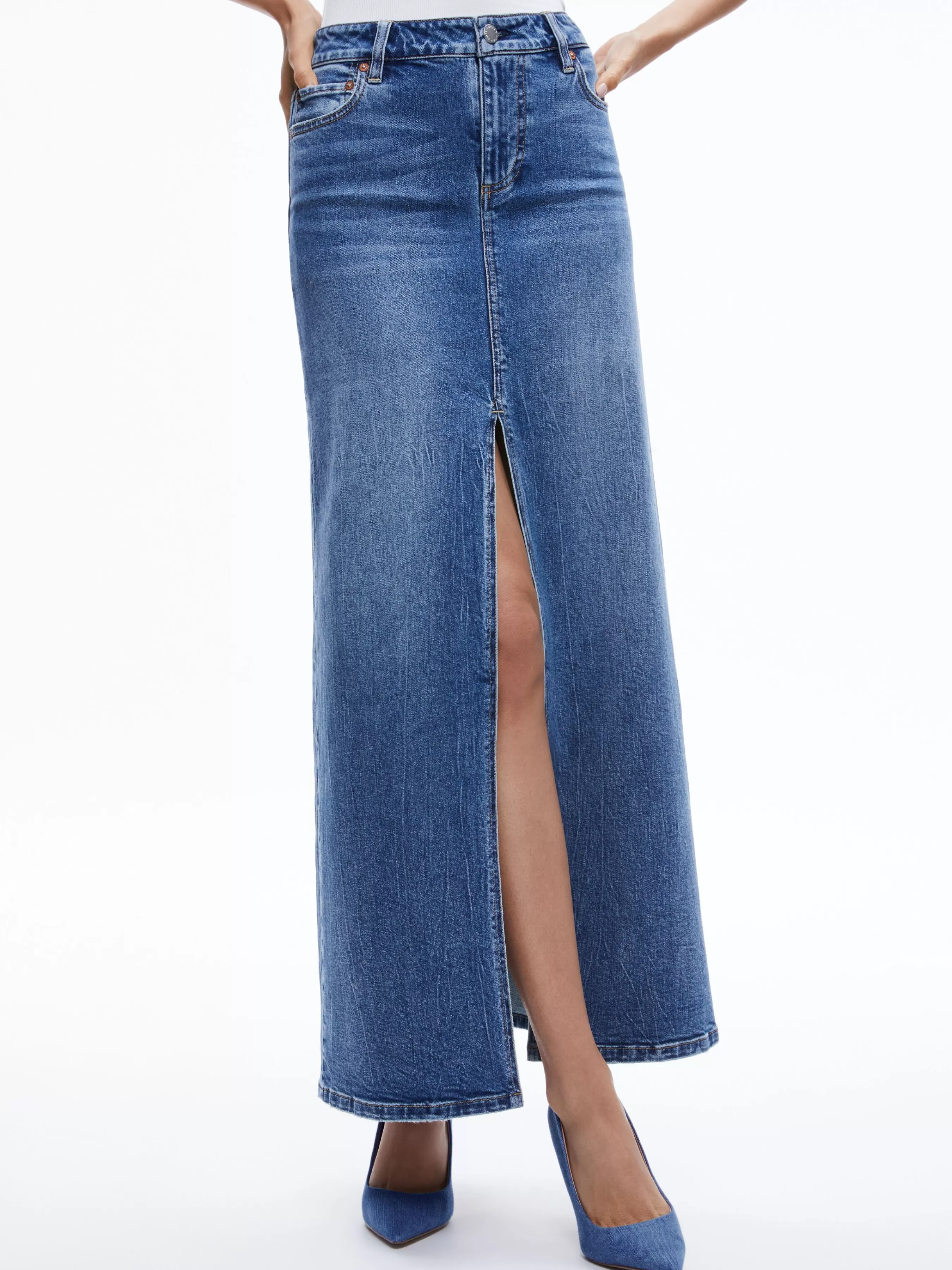 Alice and Olivia RYE DENIM MAXI SKIRT