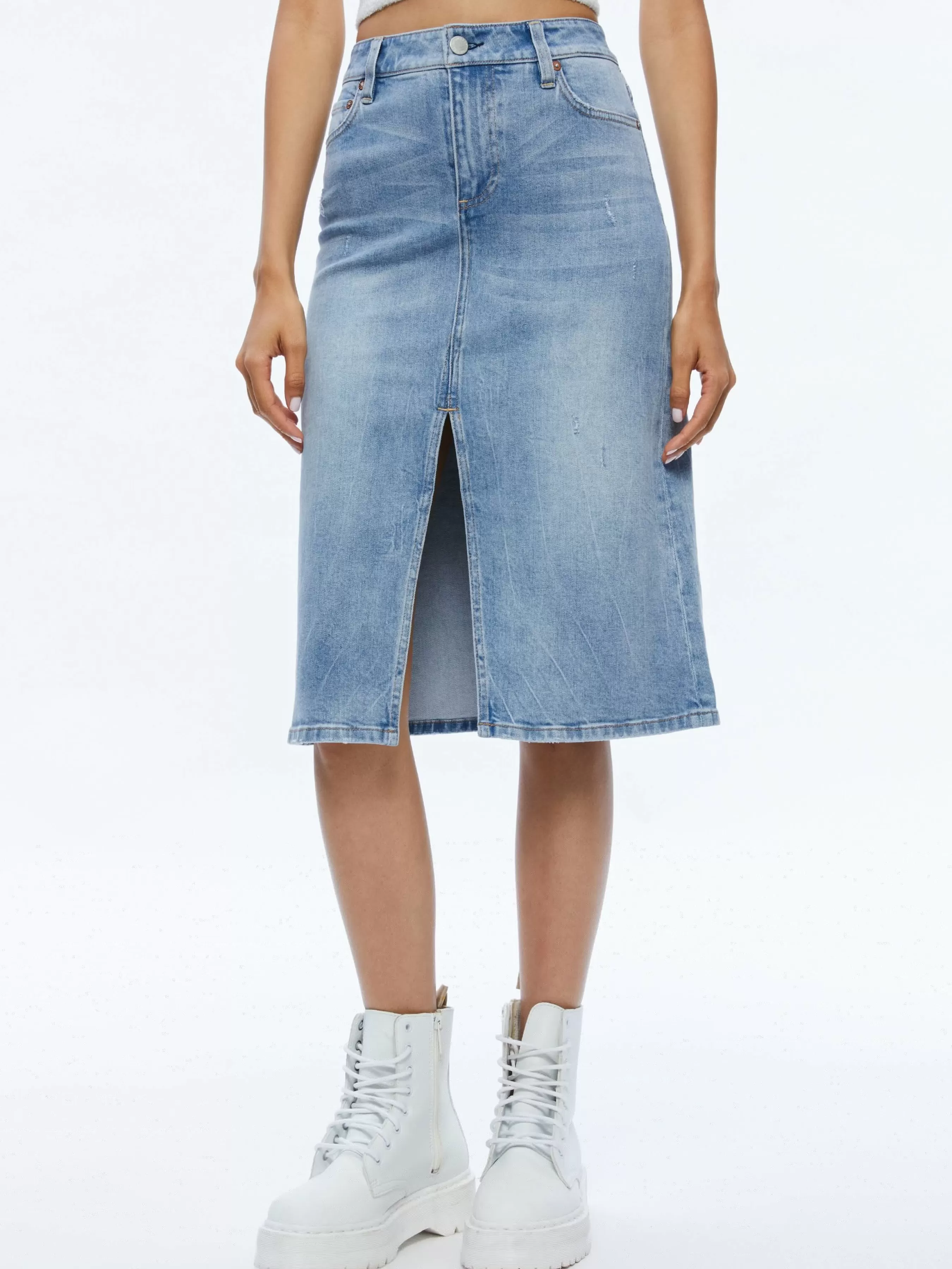 Alice and Olivia RYE MIDI DENIM SKIRT