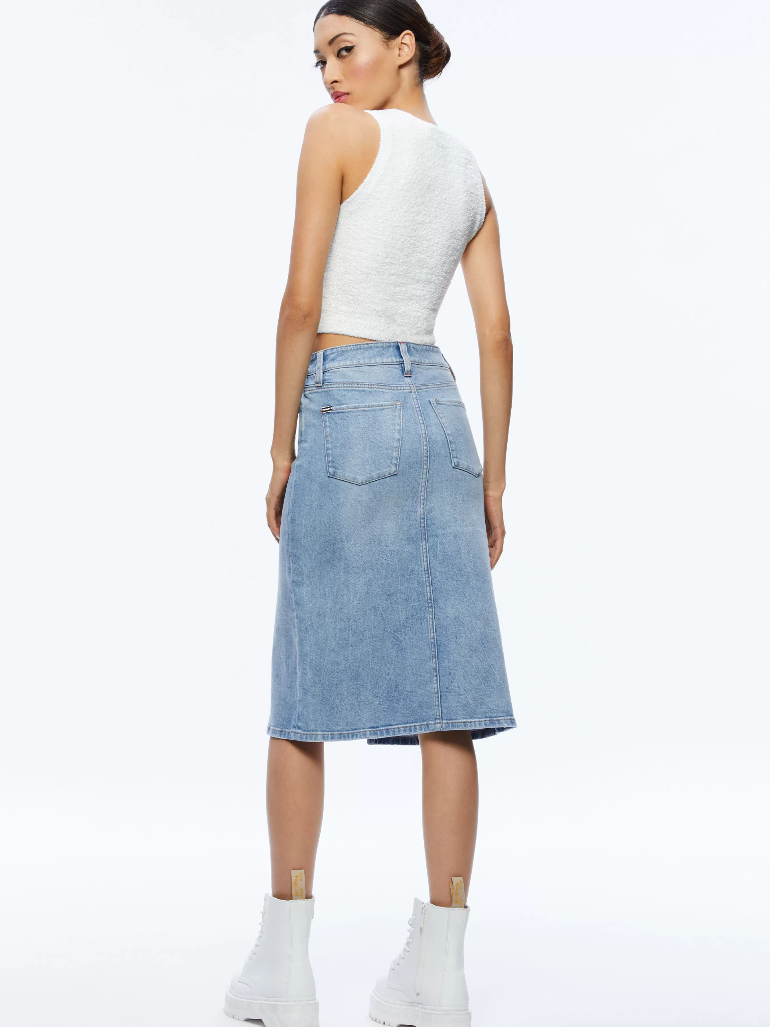 Alice and Olivia RYE MIDI DENIM SKIRT