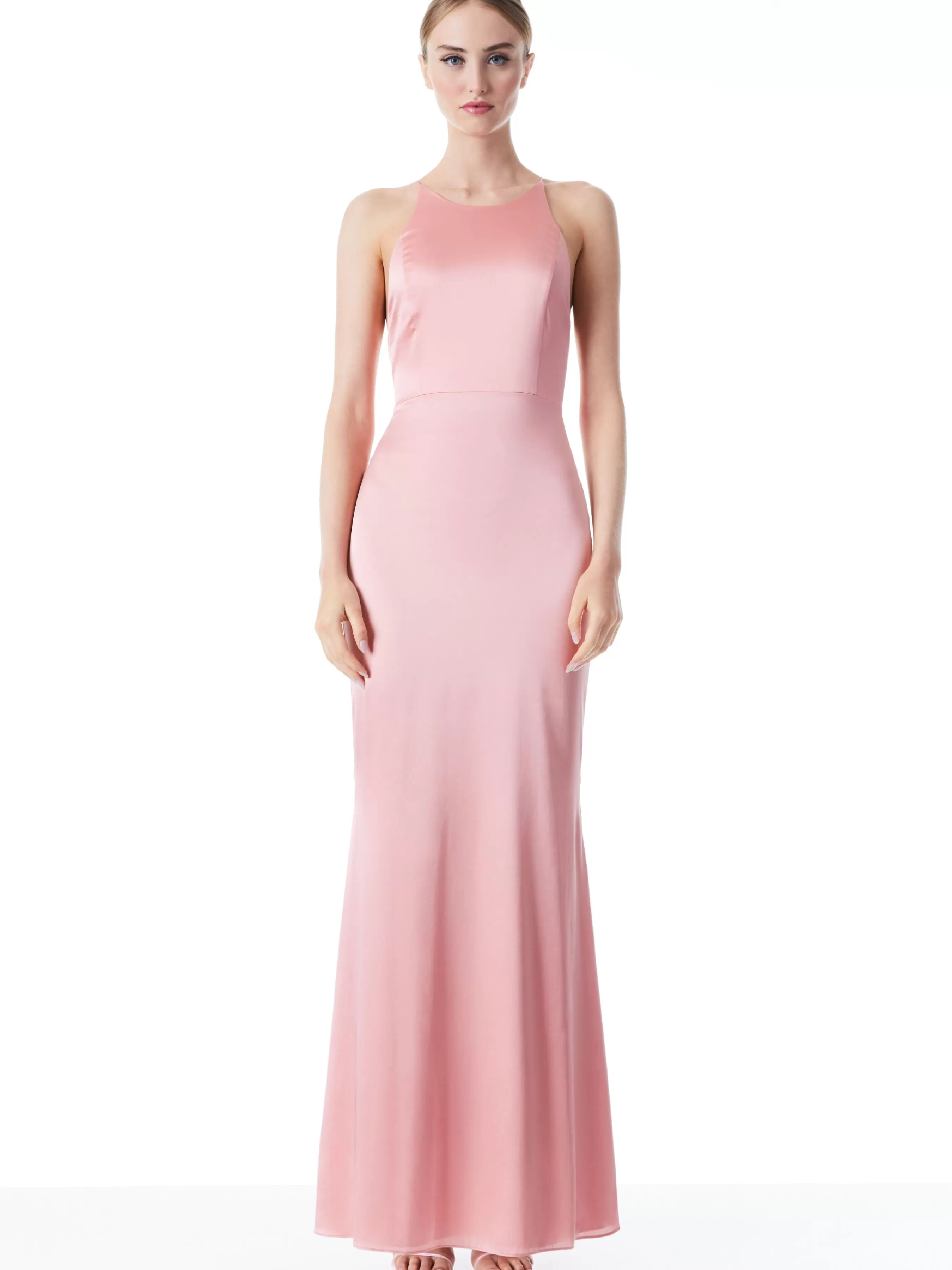 Alice and Olivia SAMIA HALTER NECK FISHTAIL GOWN