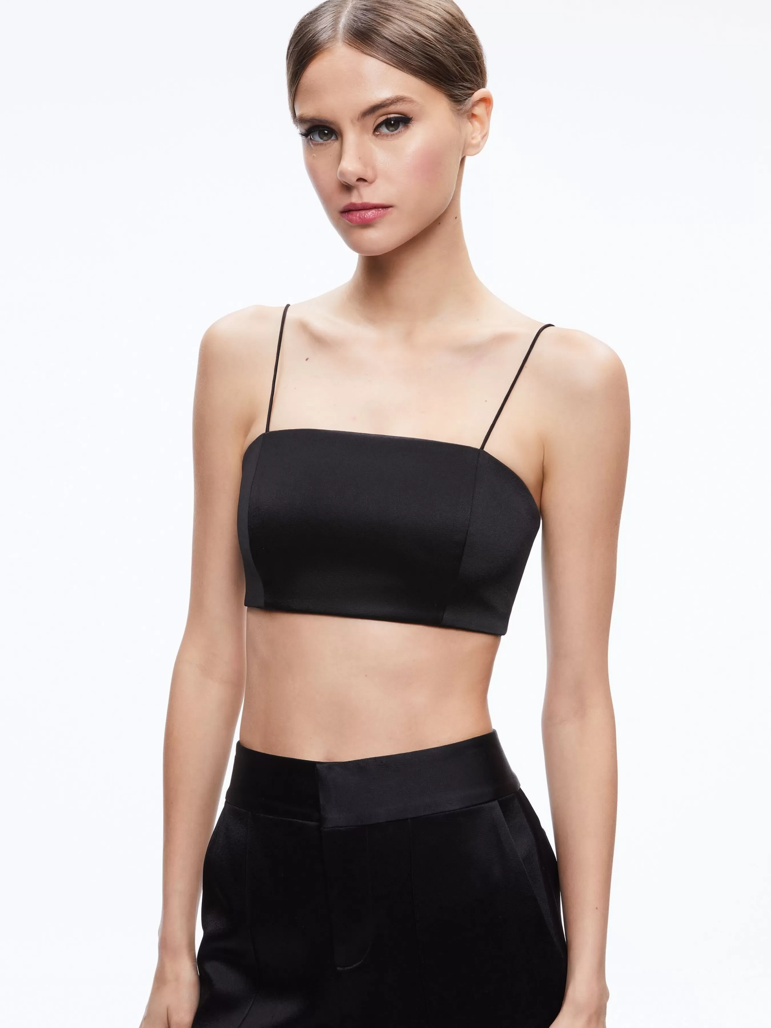 Alice and Olivia SASHA THIN STRAP CROP TOP