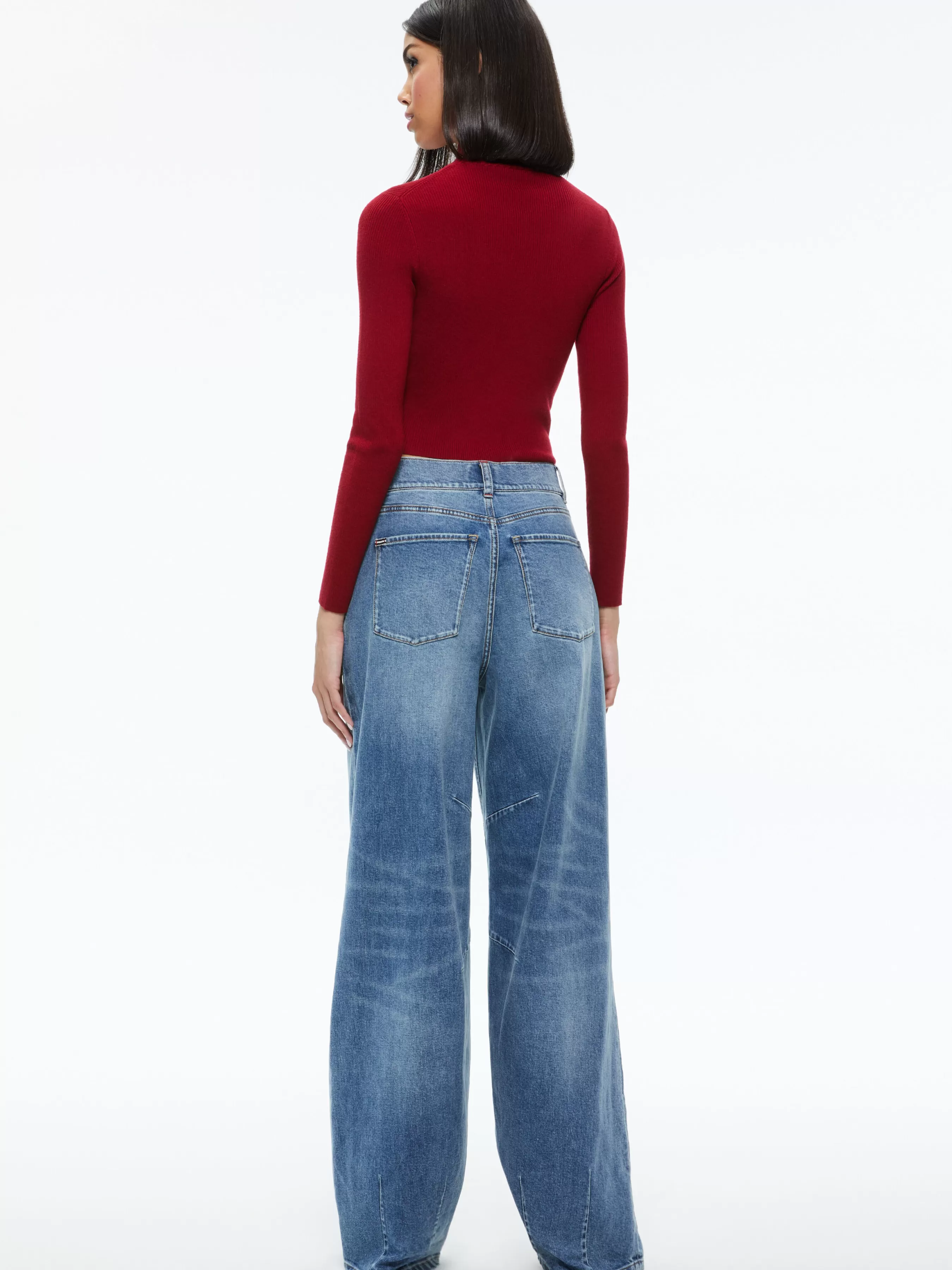 Alice and Olivia SENAIDA CROPPED MOCK NECK PULLOVER