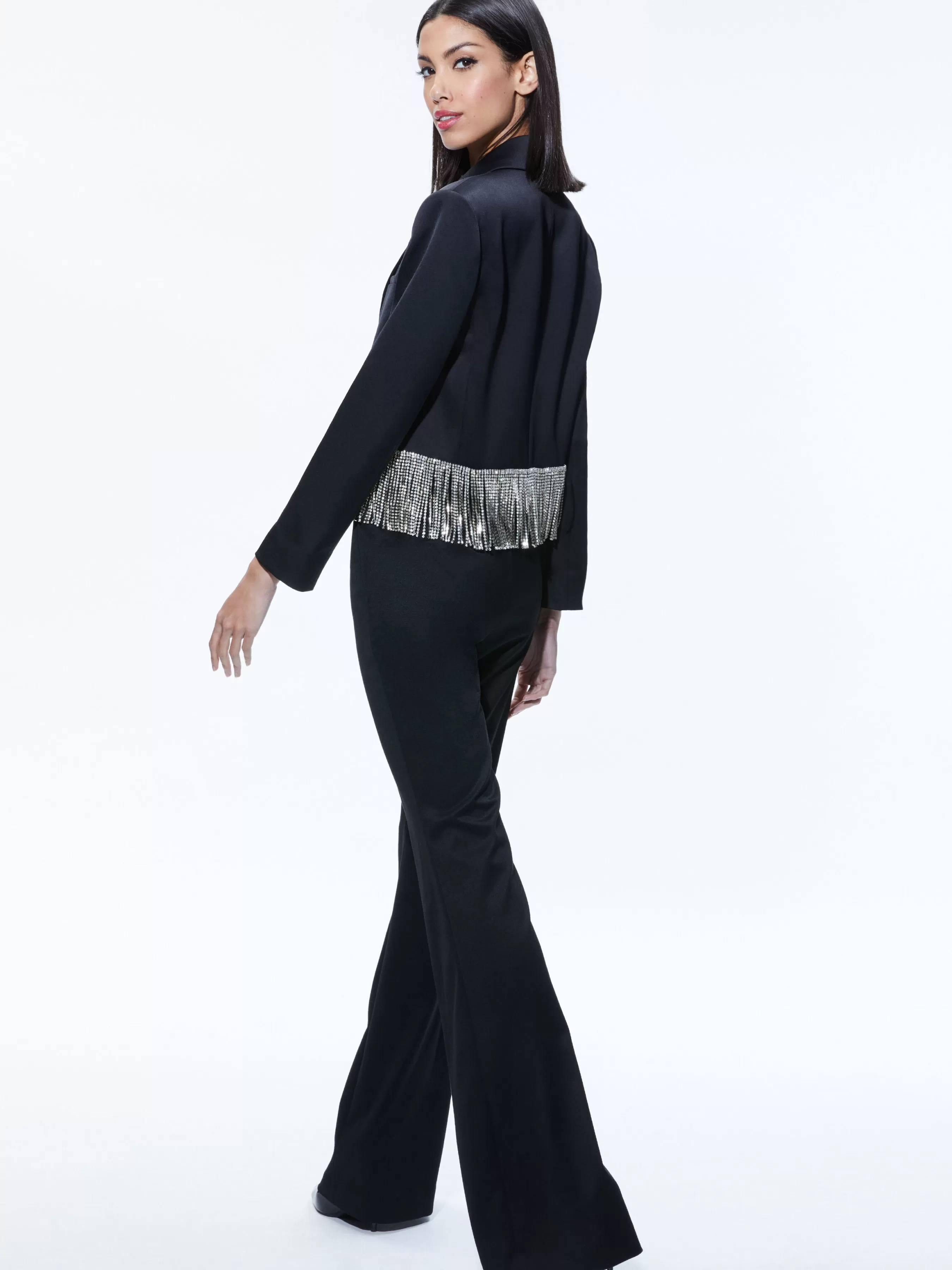 Alice and Olivia SHAN CRYSTAL FRINGE BLAZER