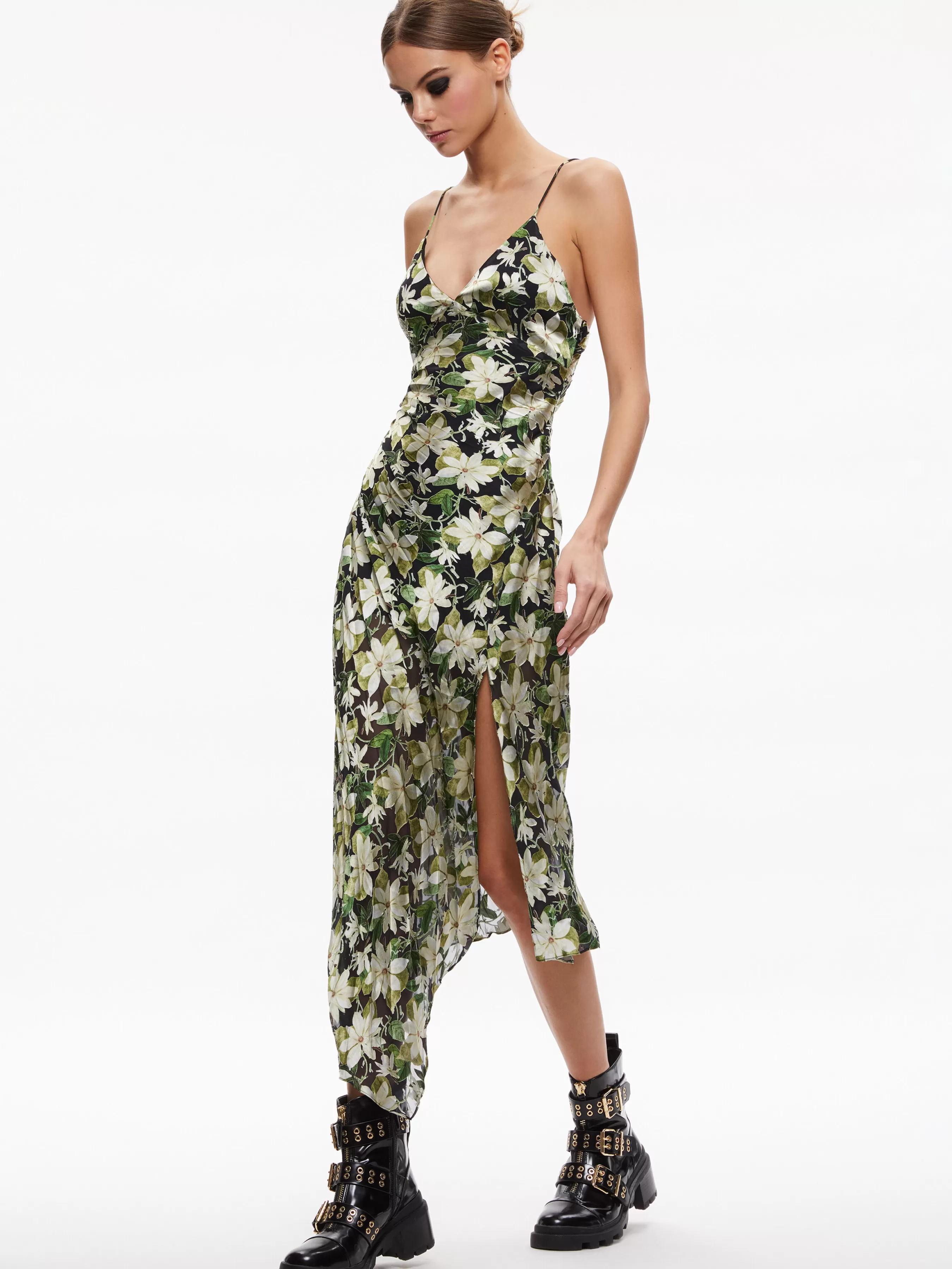 Alice and Olivia SHAWNA ASYMMETRICAL SLIP DRES