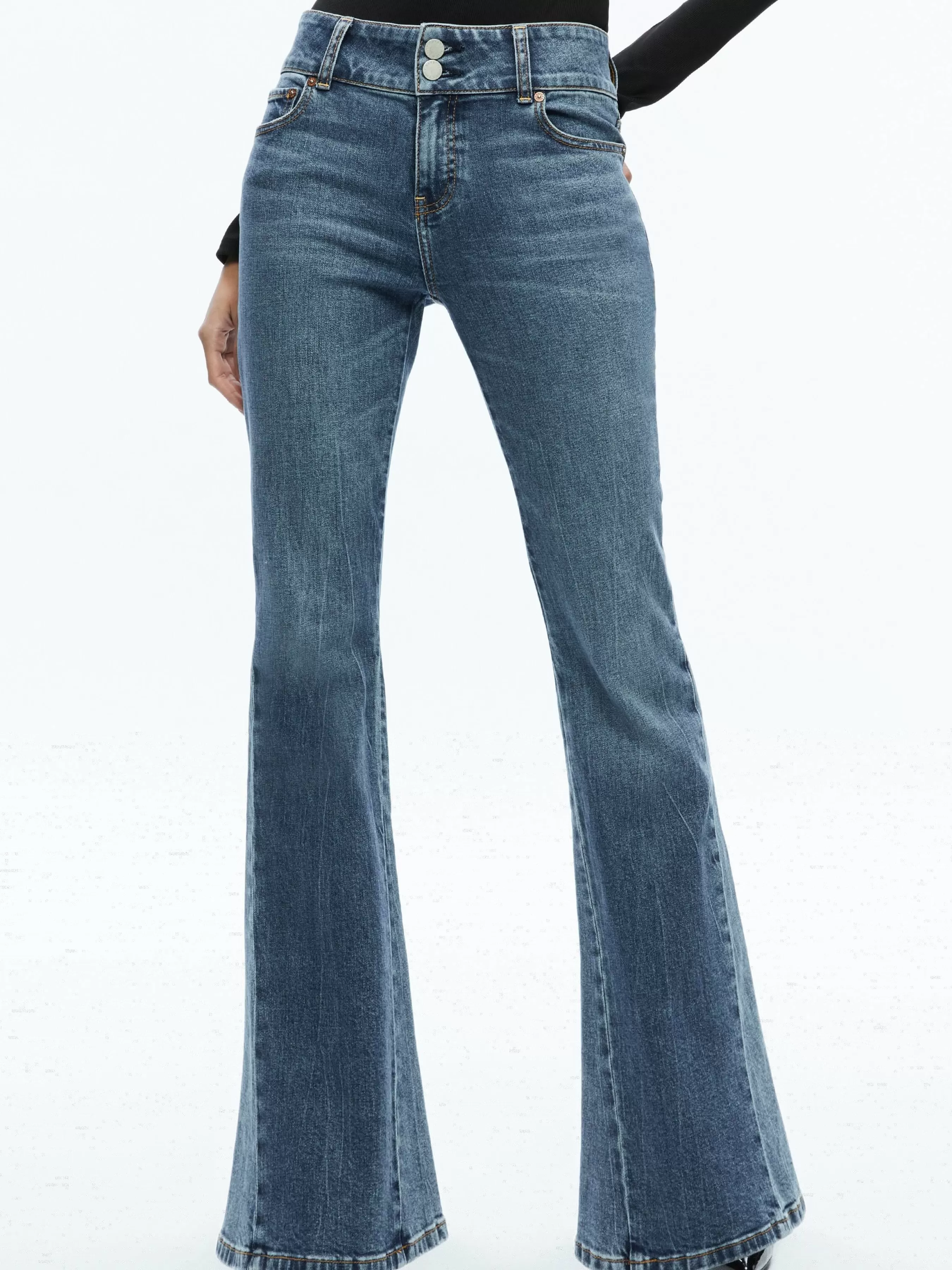 Alice and Olivia STACEY GODET BELL FLARE JEAN