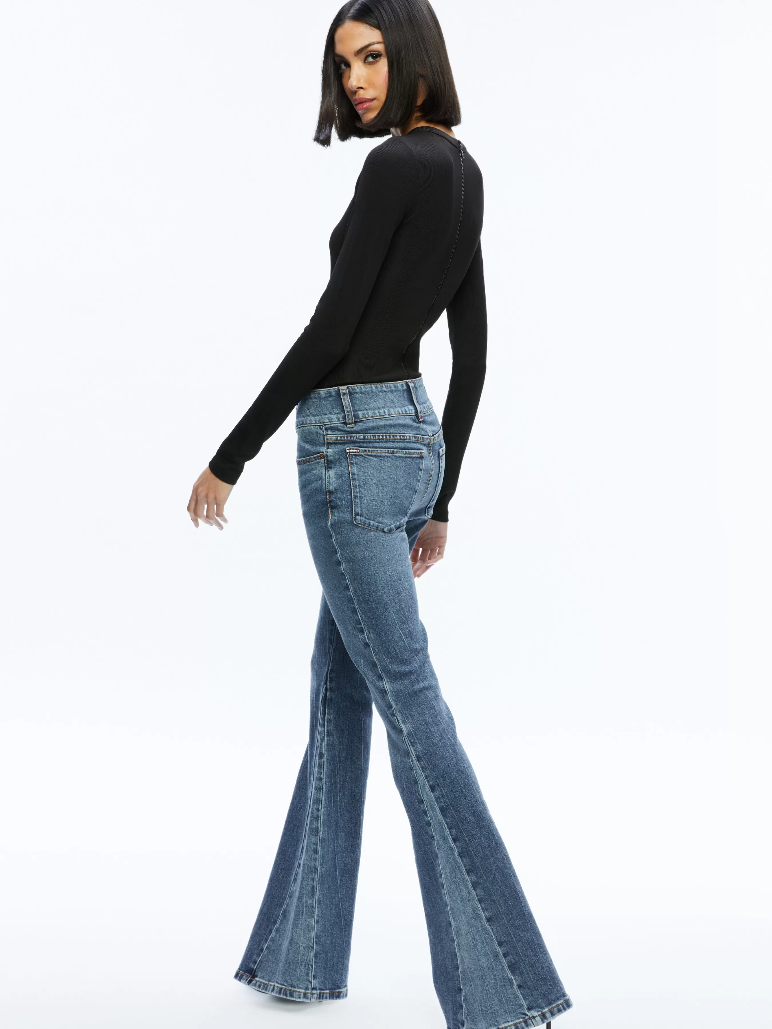 Alice and Olivia STACEY GODET BELL FLARE JEAN