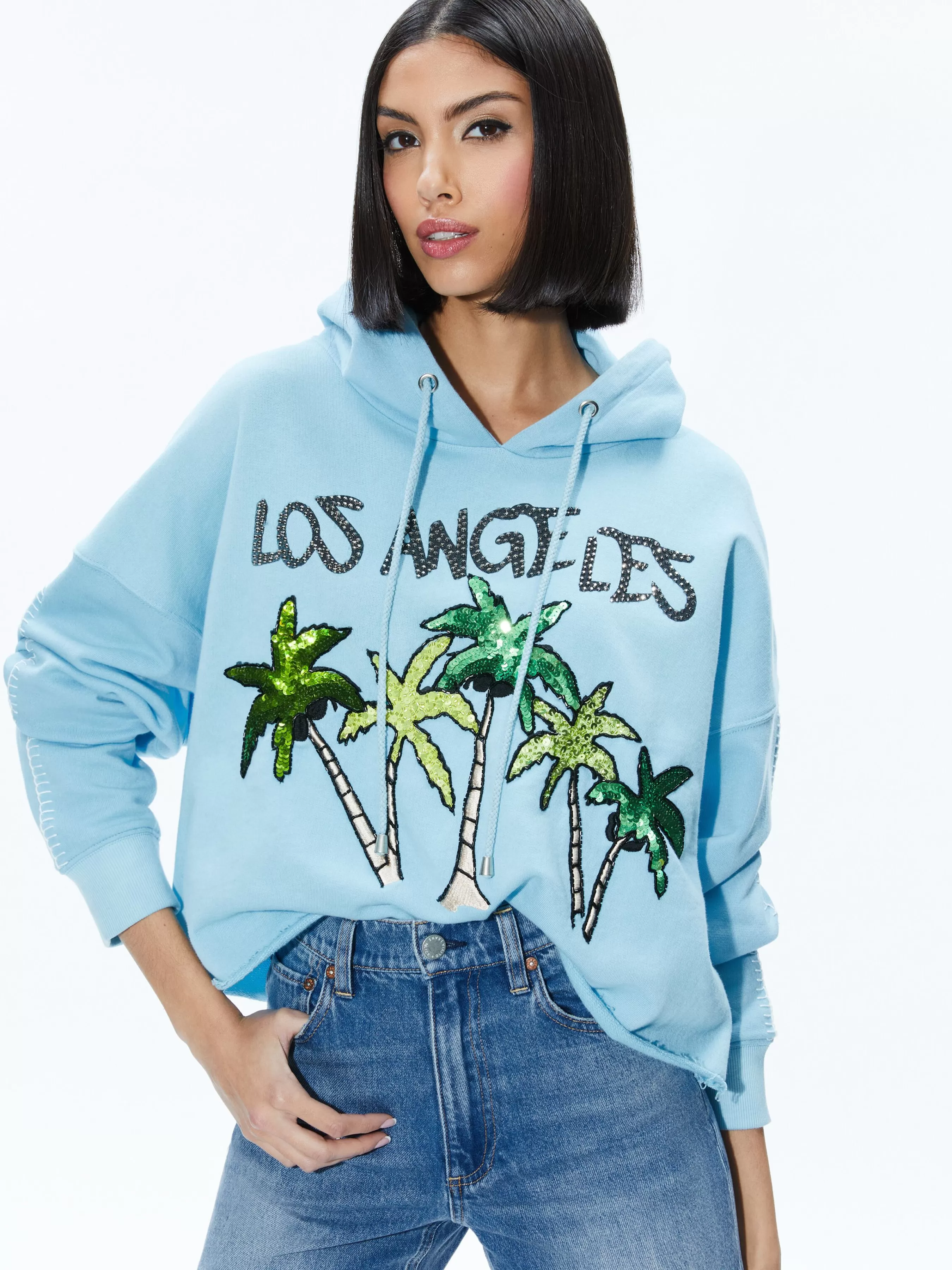 Alice and Olivia SUNNY BOXY CROPPED HOODIE