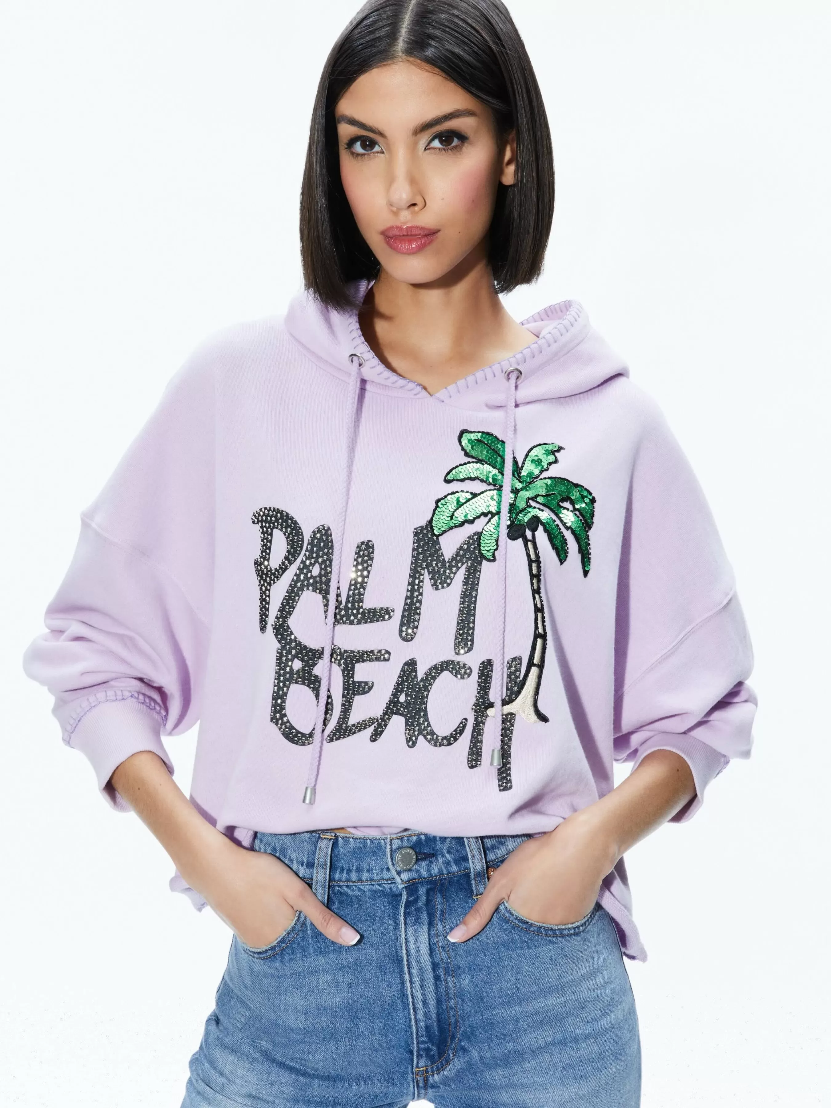 Alice and Olivia SUNNY BOXY CROPPED HOODIE