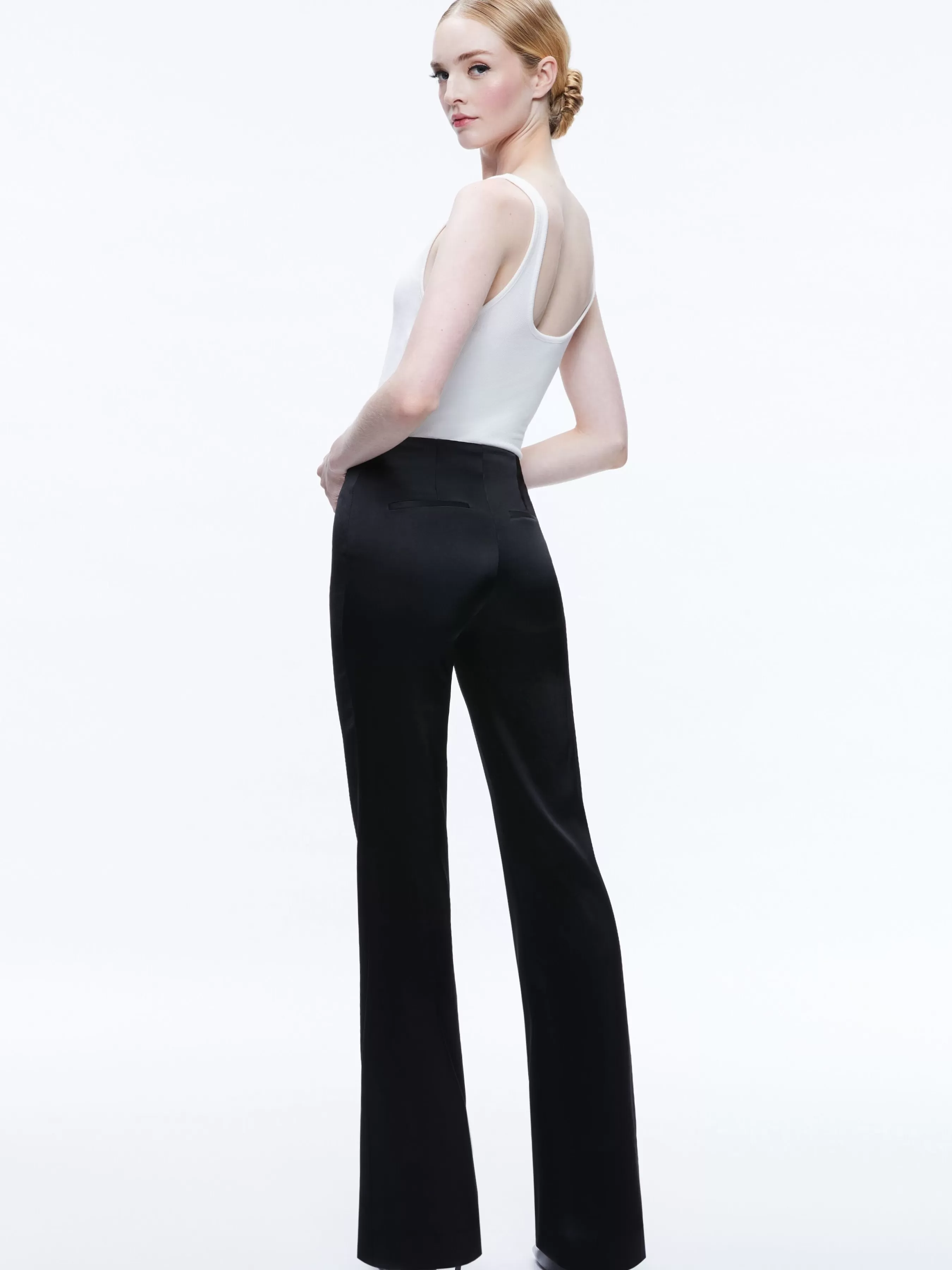 Alice and Olivia TEENY SATIN BOOTCUT PANT