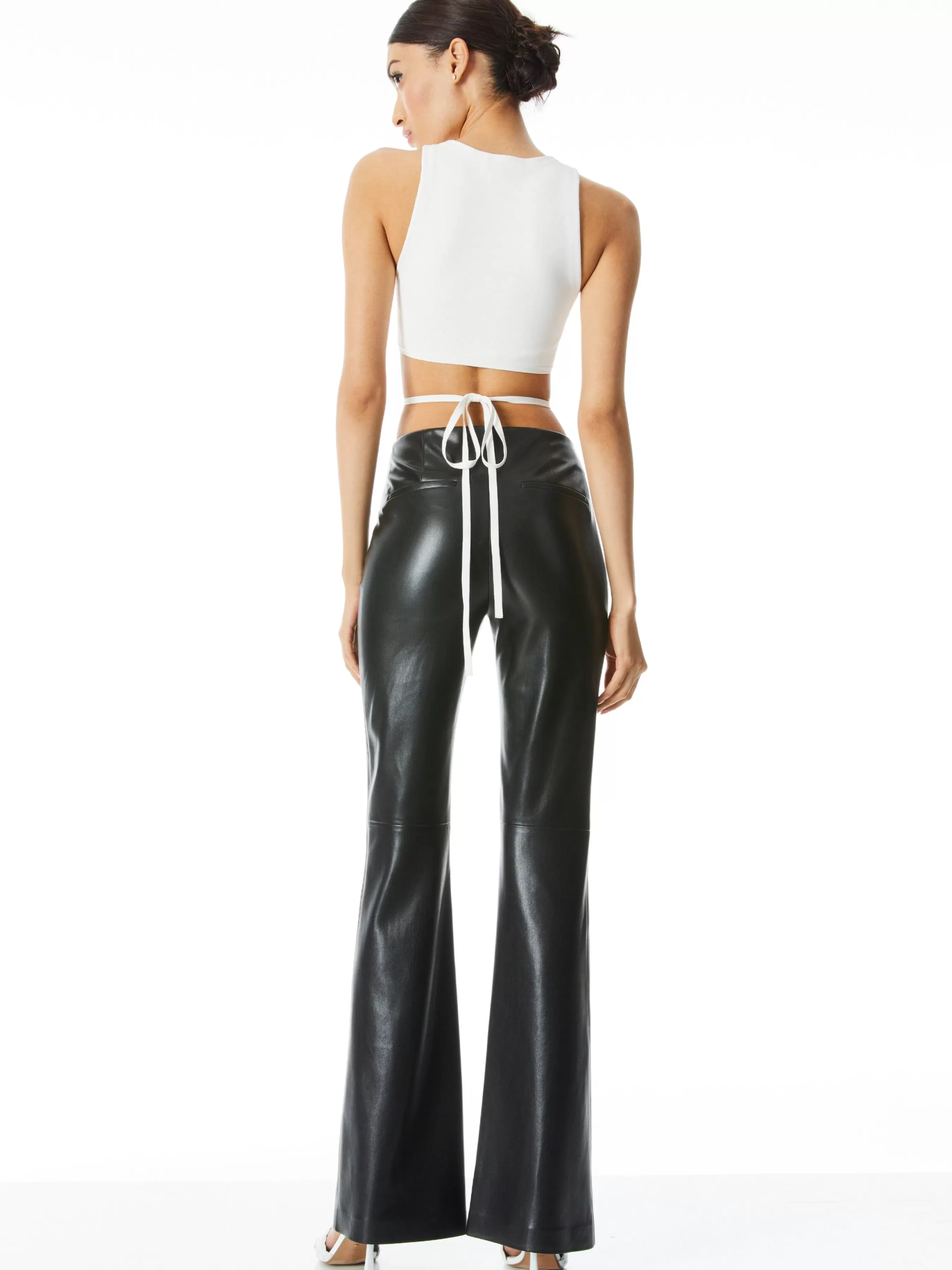 Alice and Olivia TEENY VEGAN LEATHER FLARE PANT