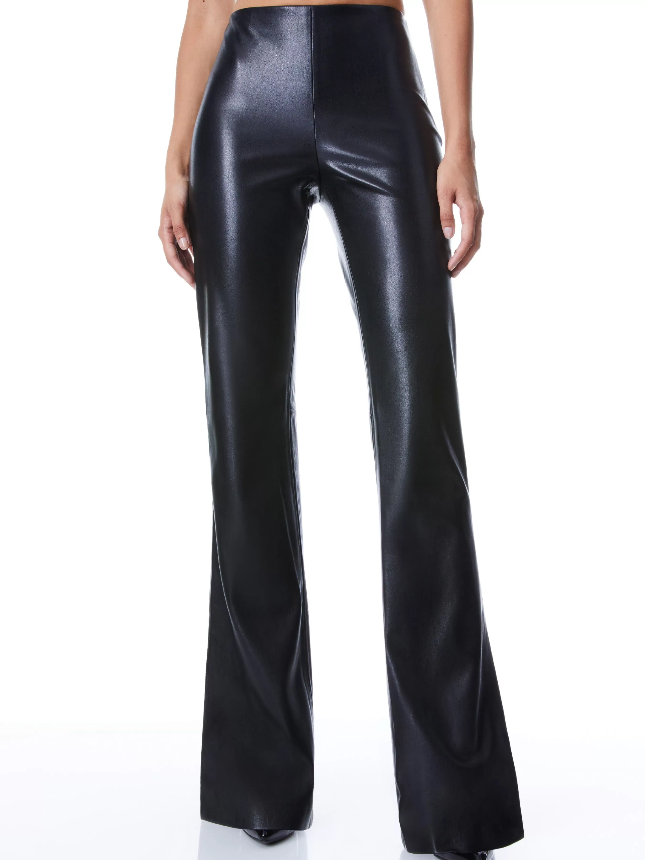 Alice and Olivia TEENY VEGAN LEATHER SIDE SLIT PANT