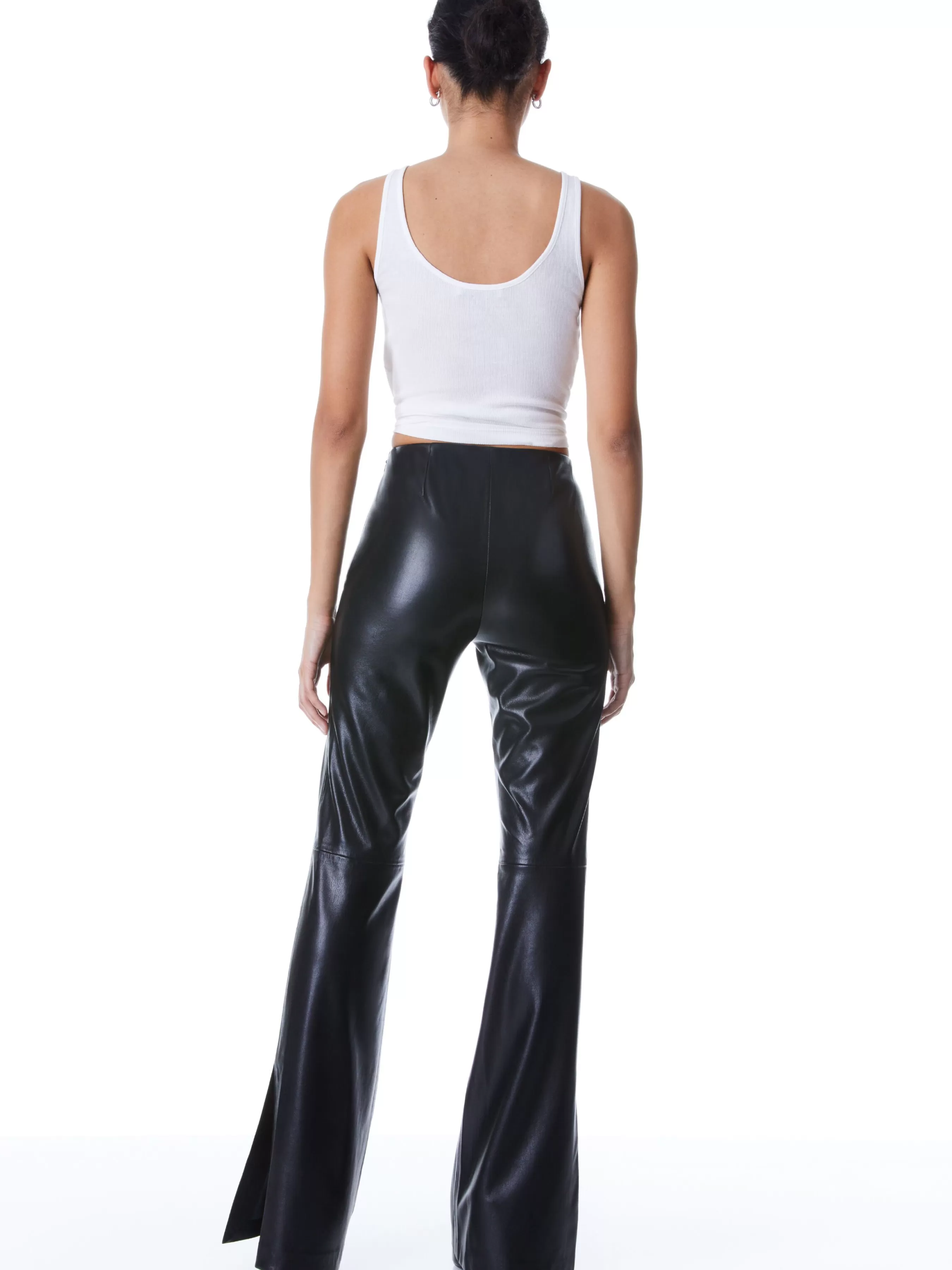 Alice and Olivia TEENY VEGAN LEATHER SIDE SLIT PANT