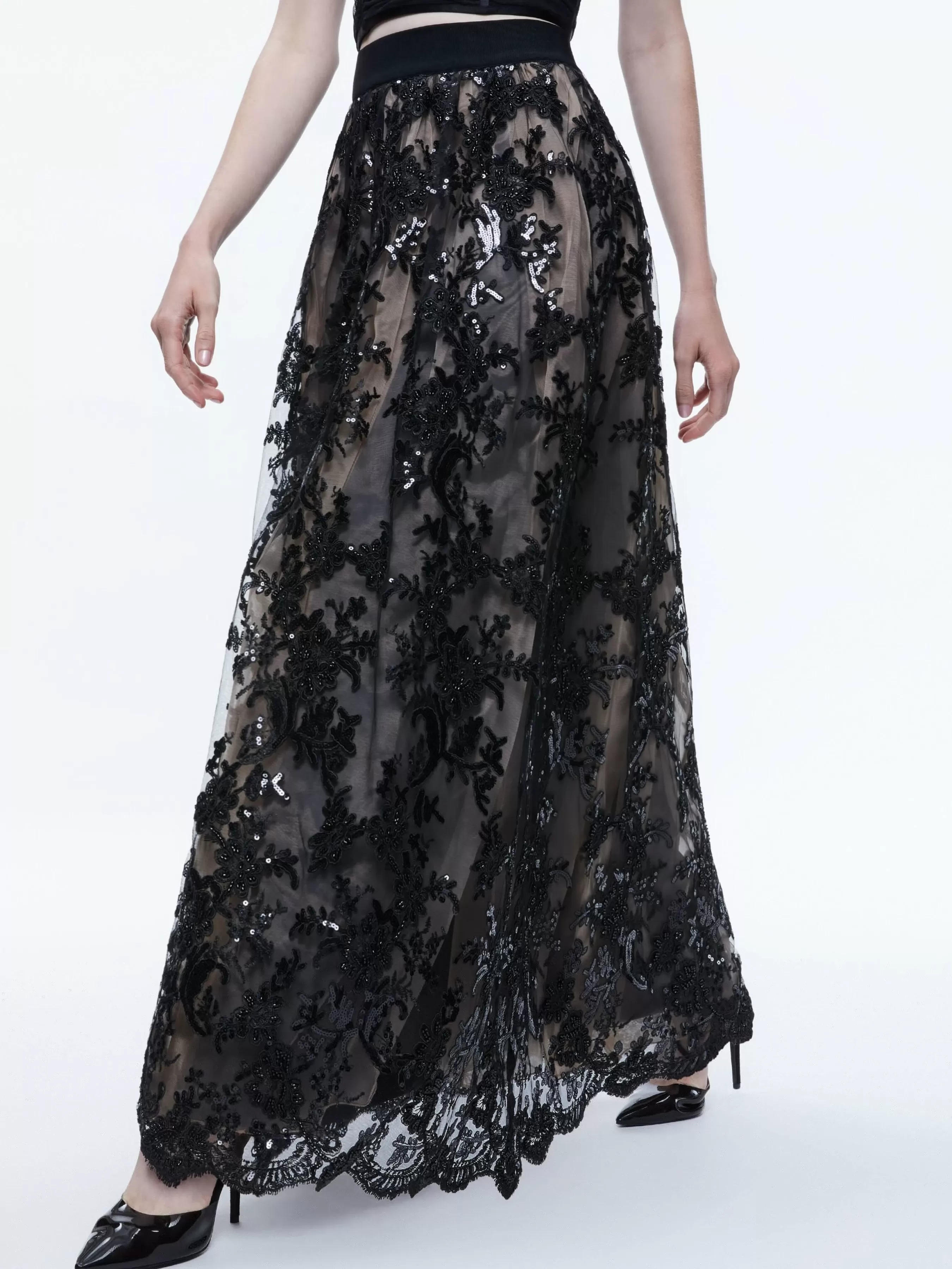 Alice and Olivia TINA EMBELLISHED GOWN SKIRT