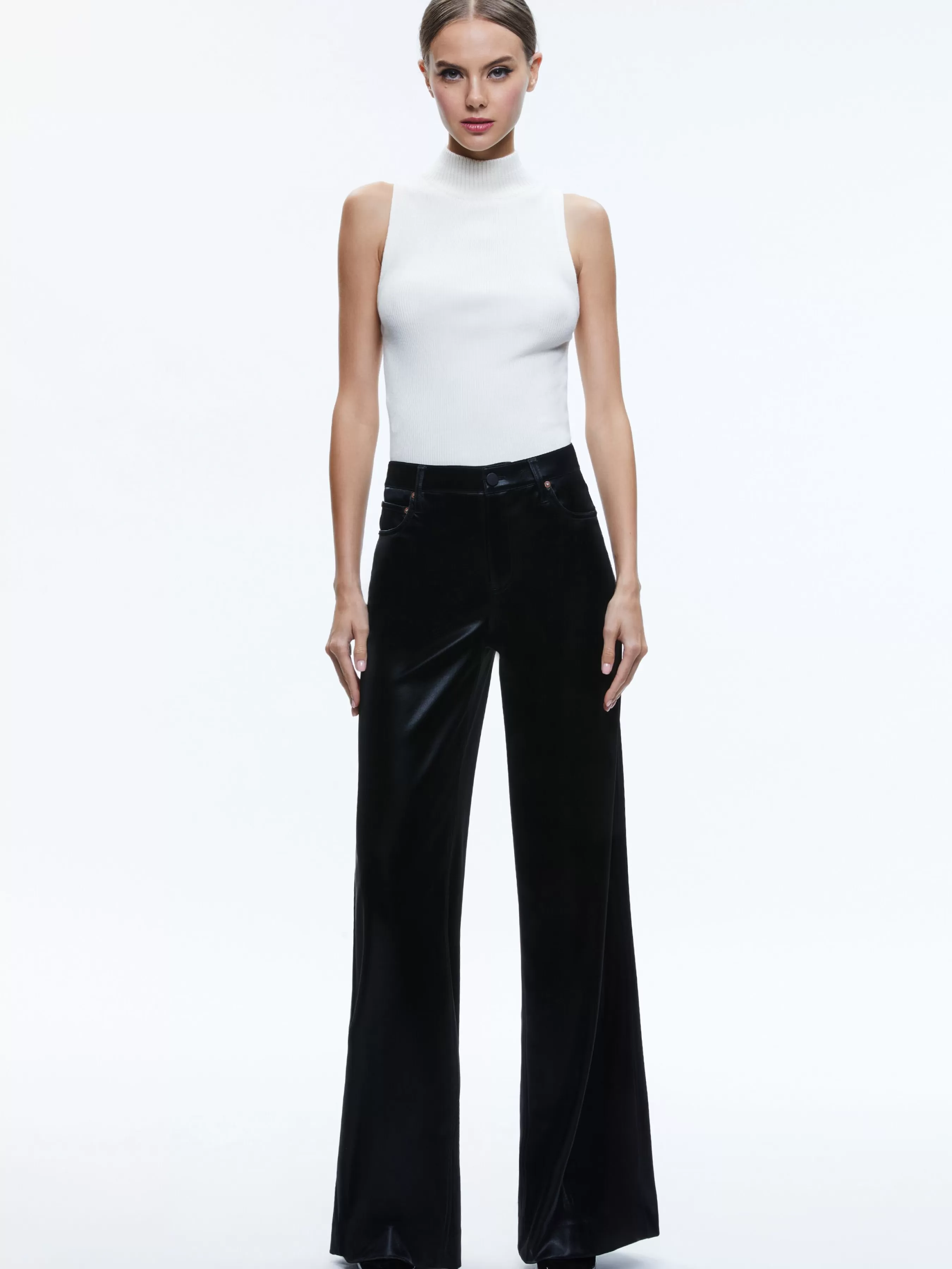 Alice and Olivia TRISH SHINY VEGAN LEATHER BAGGY PANT