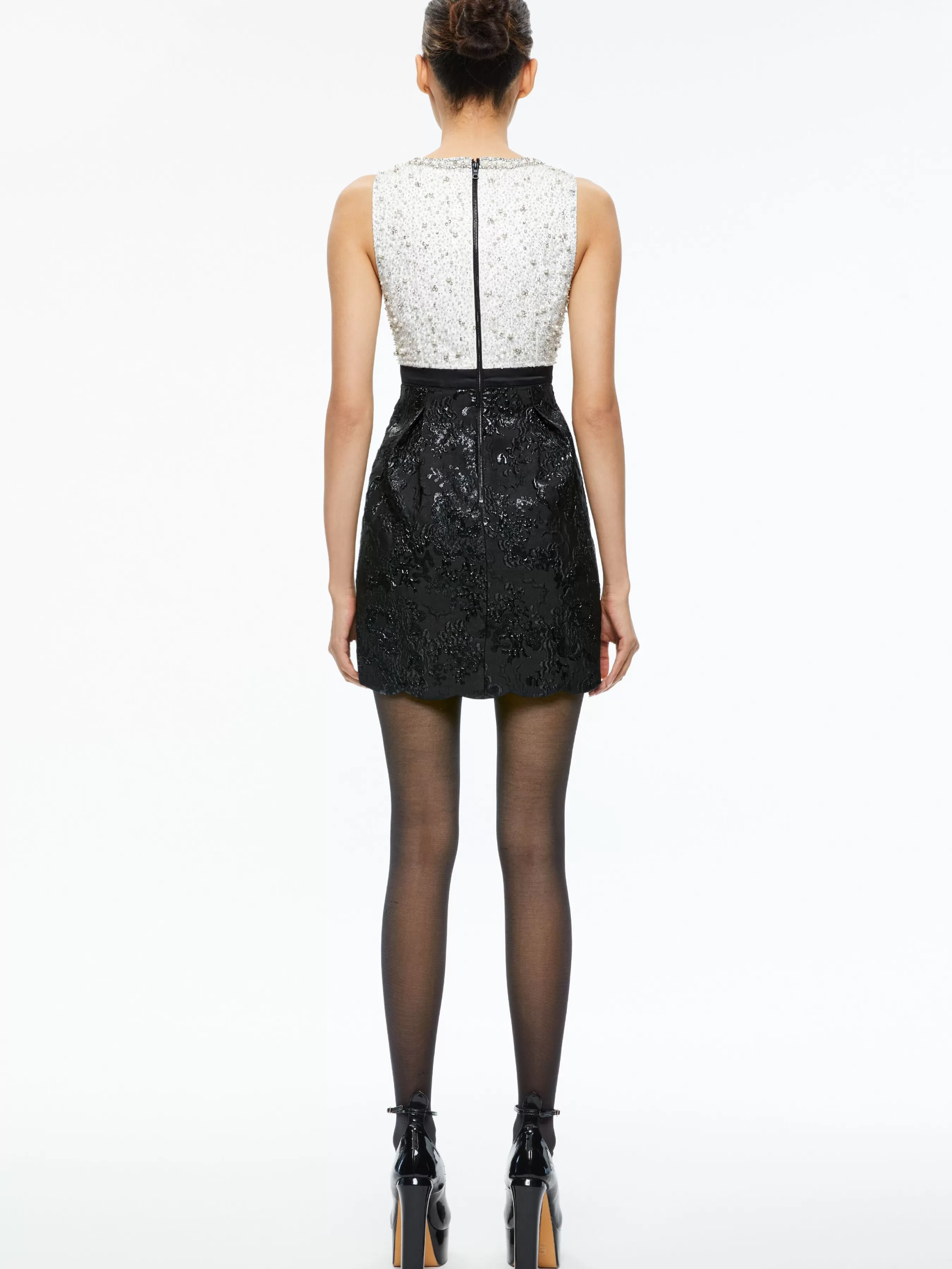 Alice and Olivia TRUE EMBELLISHED BODICE MINI DRESS