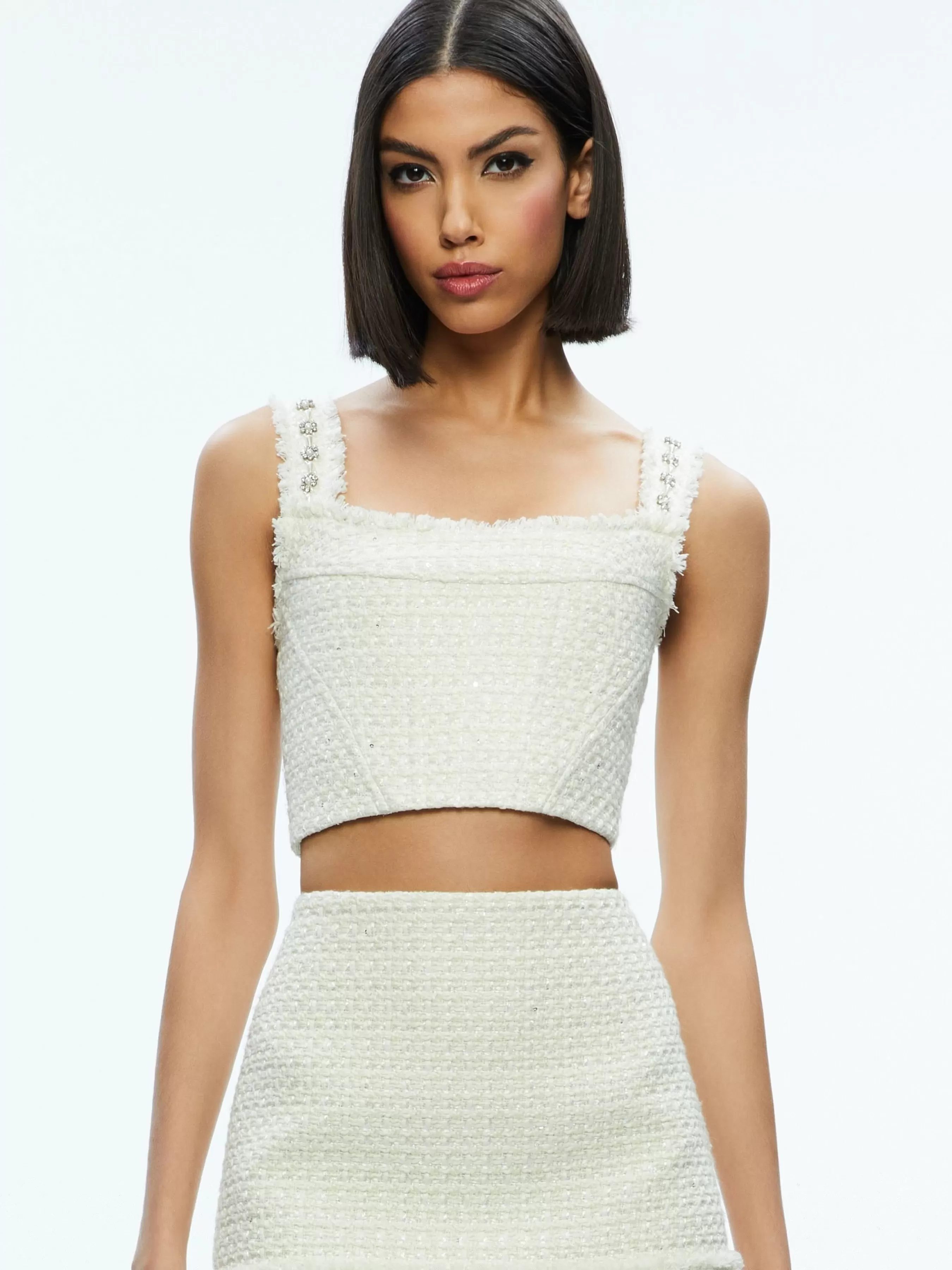 Alice and Olivia VICENTA EMBELLISHED STRUCTURED CORSET + ECENIA MINI SKIRT