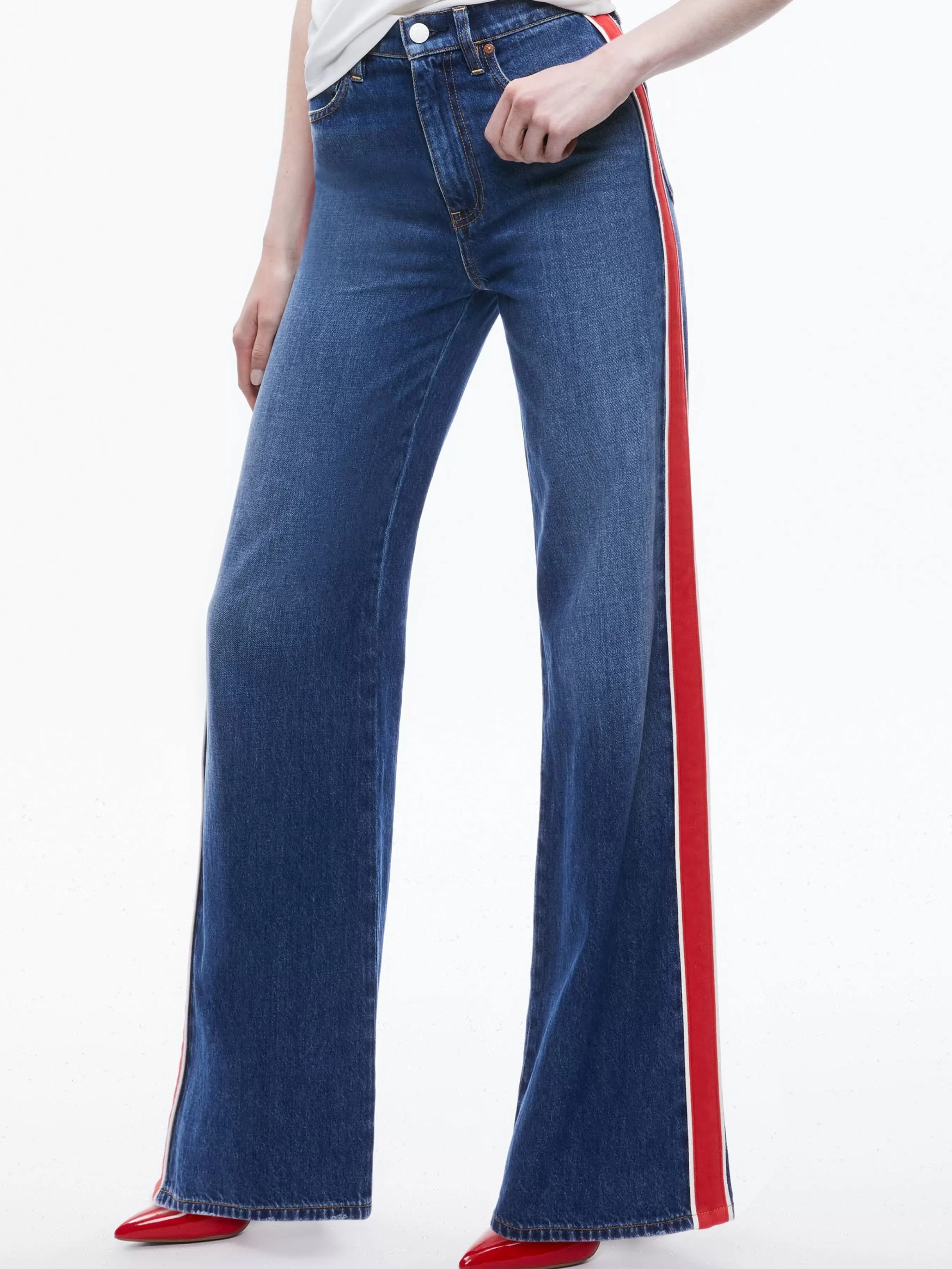 Alice and Olivia WEEZY SIDE STRIPE JEAN