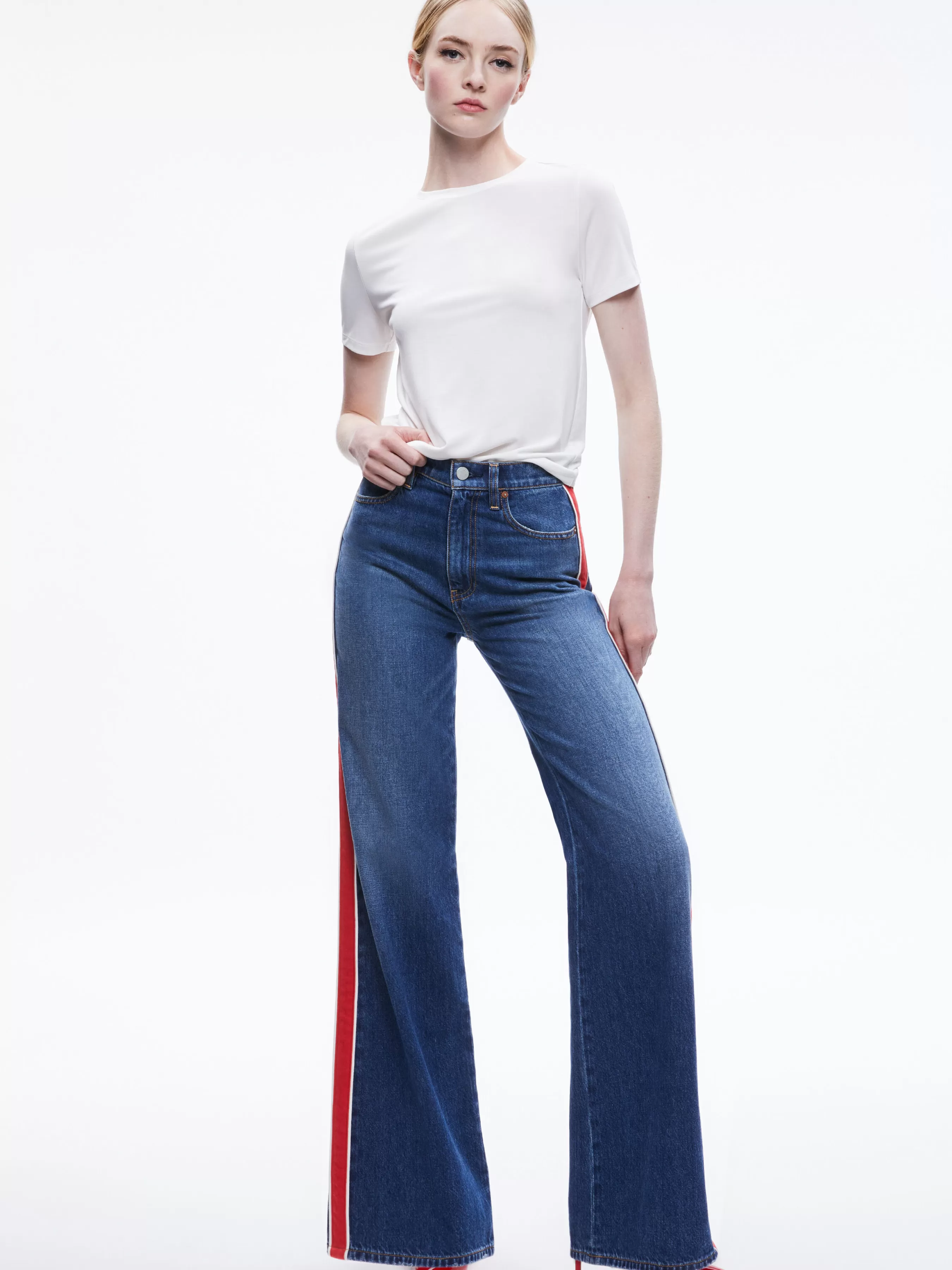 Alice and Olivia WEEZY SIDE STRIPE JEAN