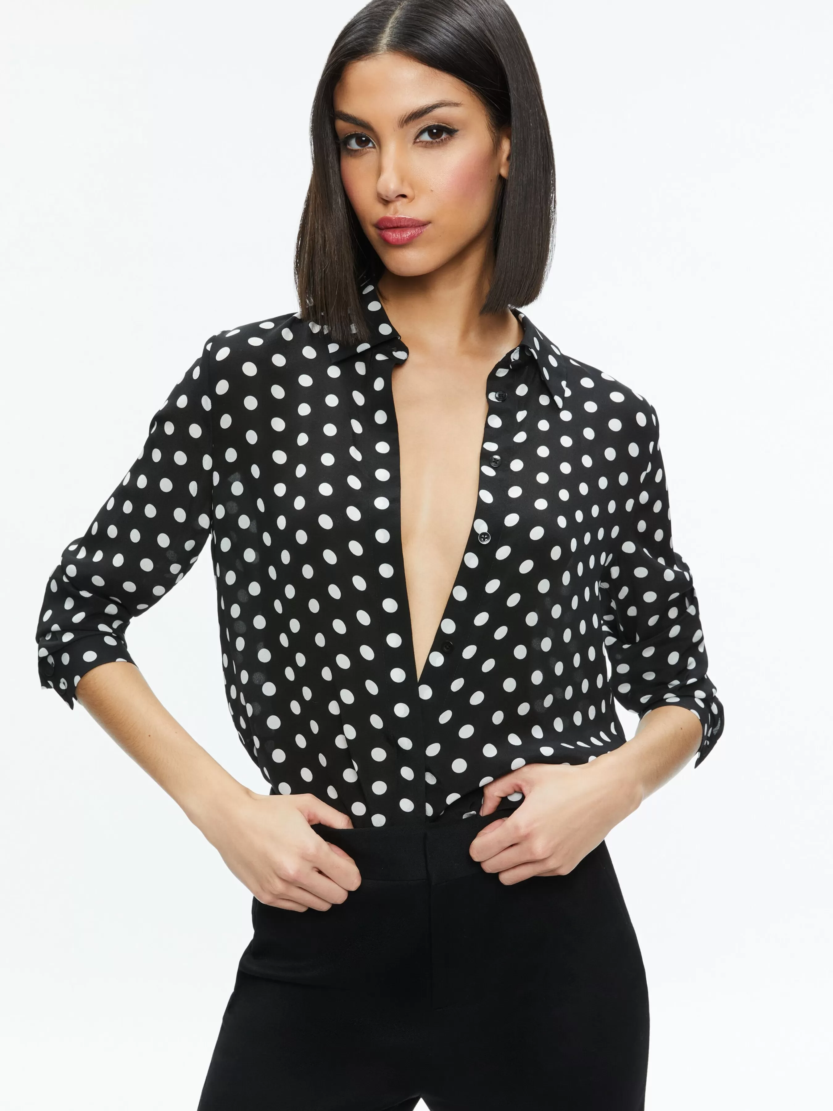 Alice and Olivia WILLA PLACKET TOP