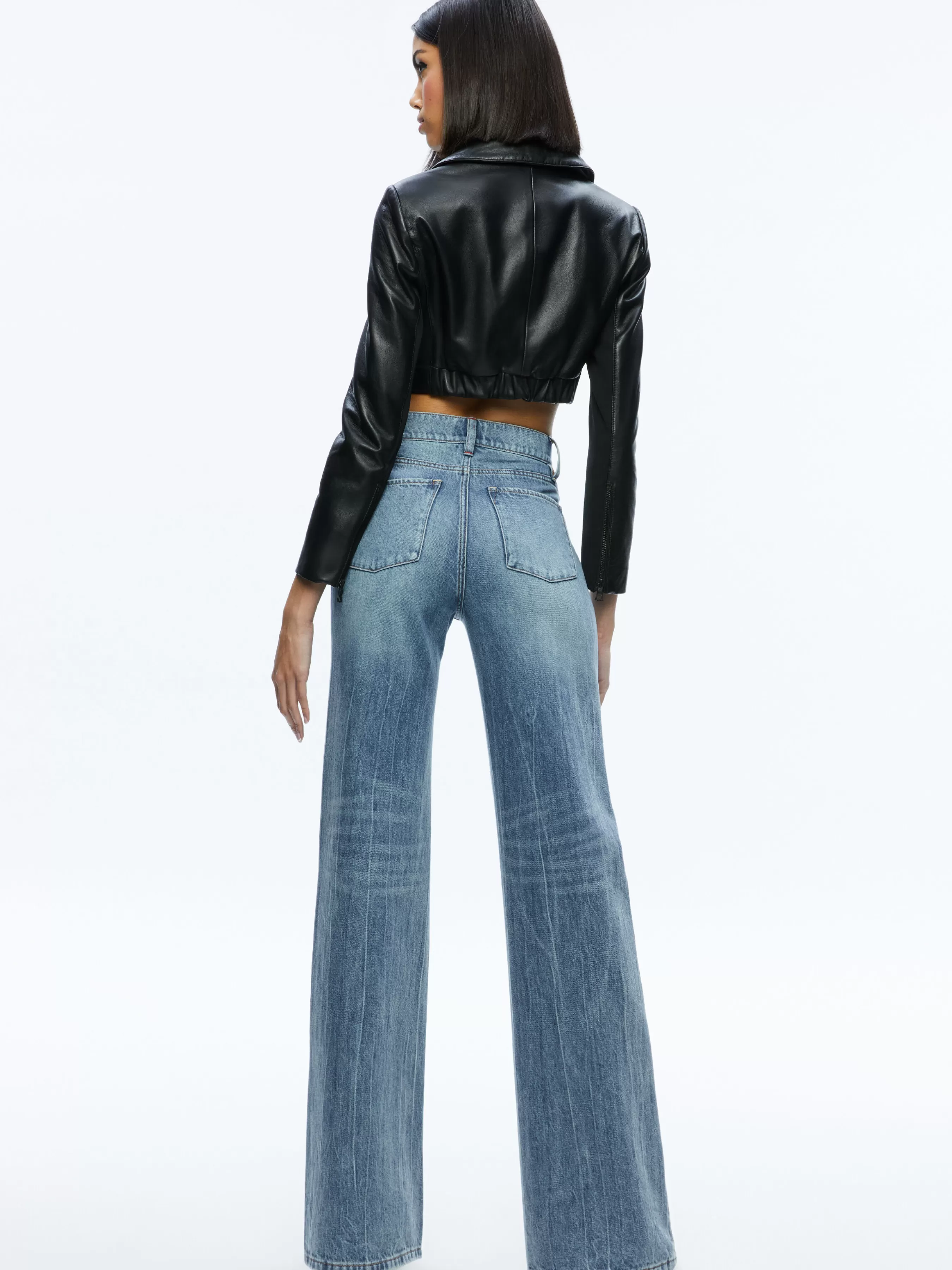 Alice and Olivia YARDLEY LEATHER CROPPED JACKET